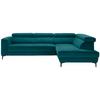 Rohová sedačka EMMA, pravá, petrolej.,op.hl.,USB,el.výsuv - petrolej/černá, Moderní, textil (301/210cm) - Premium Living