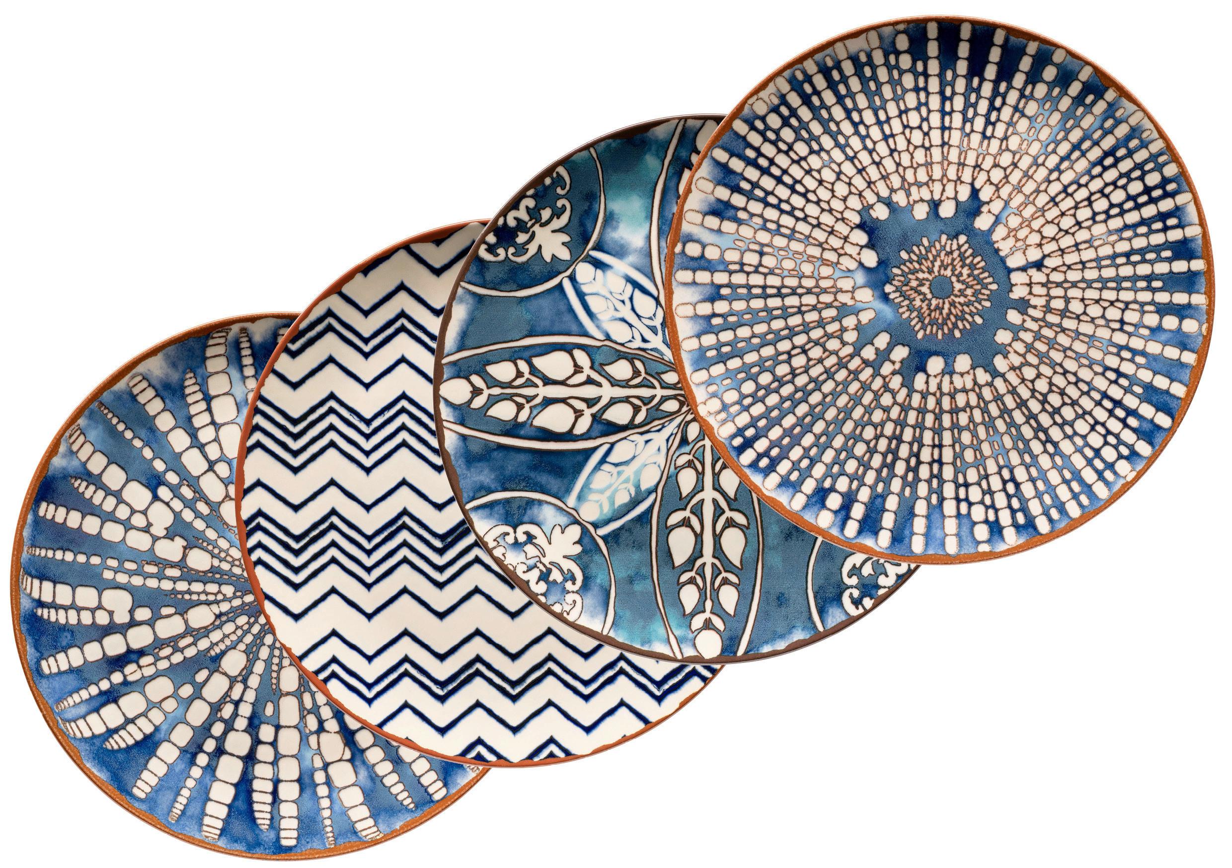 Platzteller Iberico Blue 4--Teilig. ca. 32 cm blau/Weiß - Blau/Weiß, Basics, Keramik (32cm) - Mäser