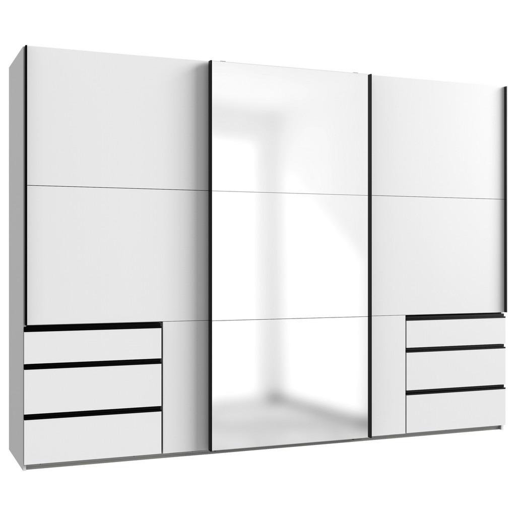 Schwebetürenschrank Level 36 A Weiß Dekor/spiegel, B: 300cm