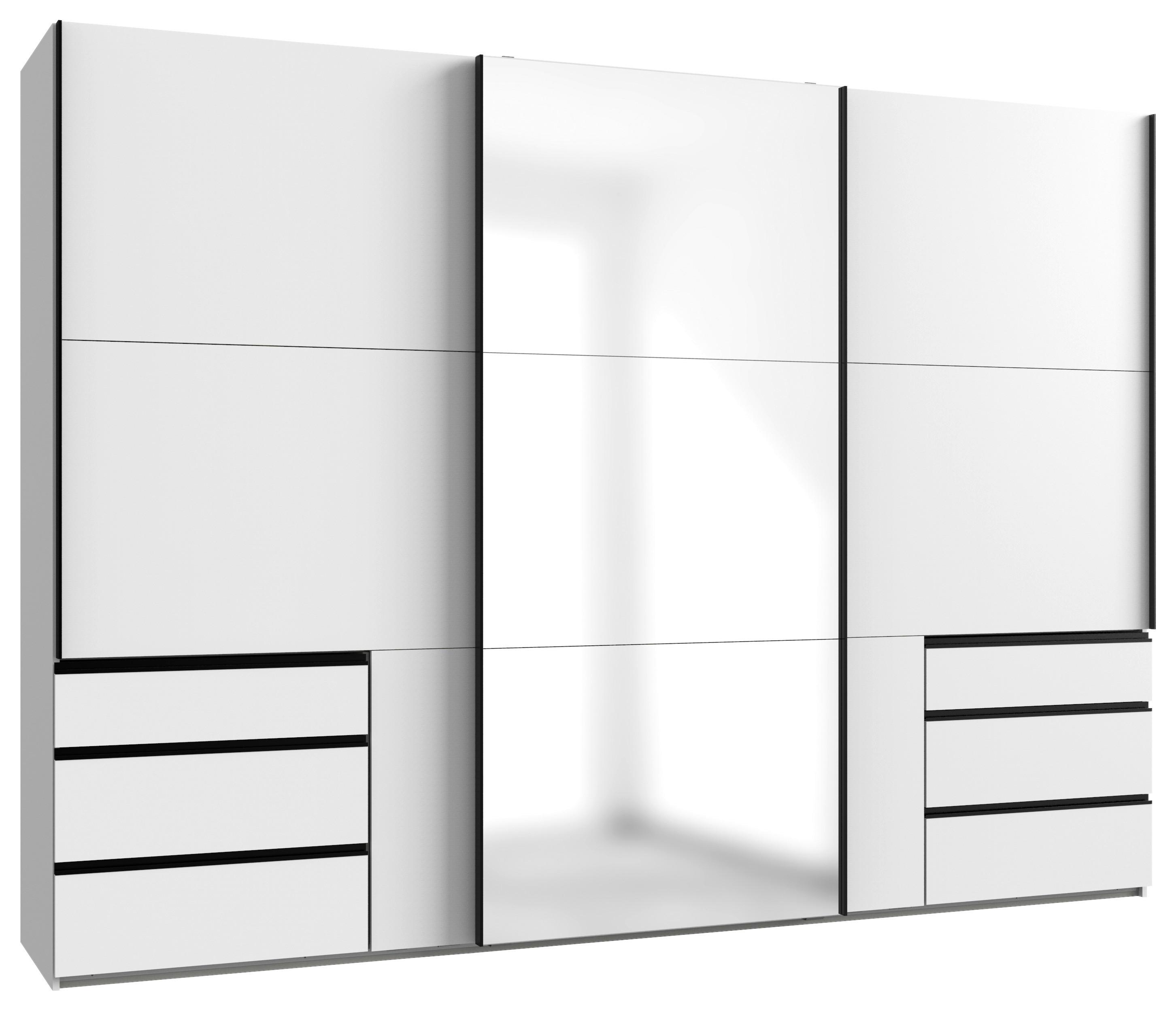 Schwebetürenschrank mit Spiegel 300cm Level Weiß