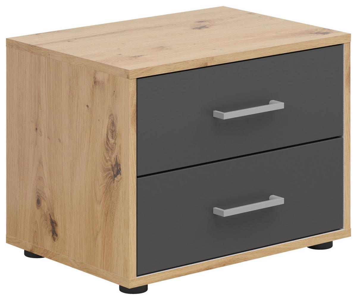 Nachtkästchen Smart 2 Eiche Artisan/Graphit H: 38 cm - Anthrazit/Grauweiß, Basics, Holzwerkstoff (50/38/35cm)