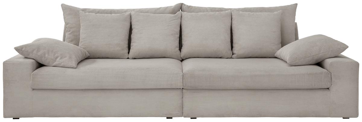 Viersitzer-sofa Avellino Silberfarben Cord - Silberfarben/Schwarz, MODERN, Textil (308/80/140cm) - Livetastic