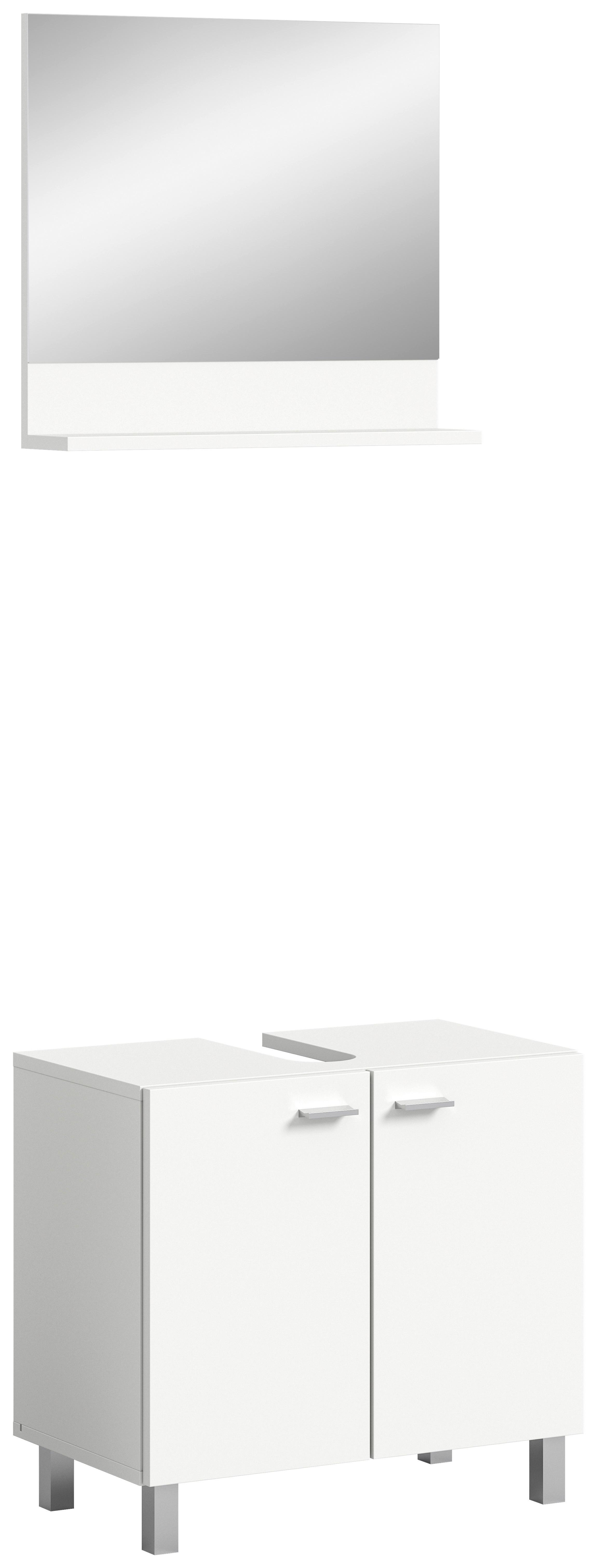 Badezimmer Boston Weiß B: 13 Cm - Silberfarben/Weiß, MODERN, Glas/Holzwerkstoff (57cm) - MID.YOU