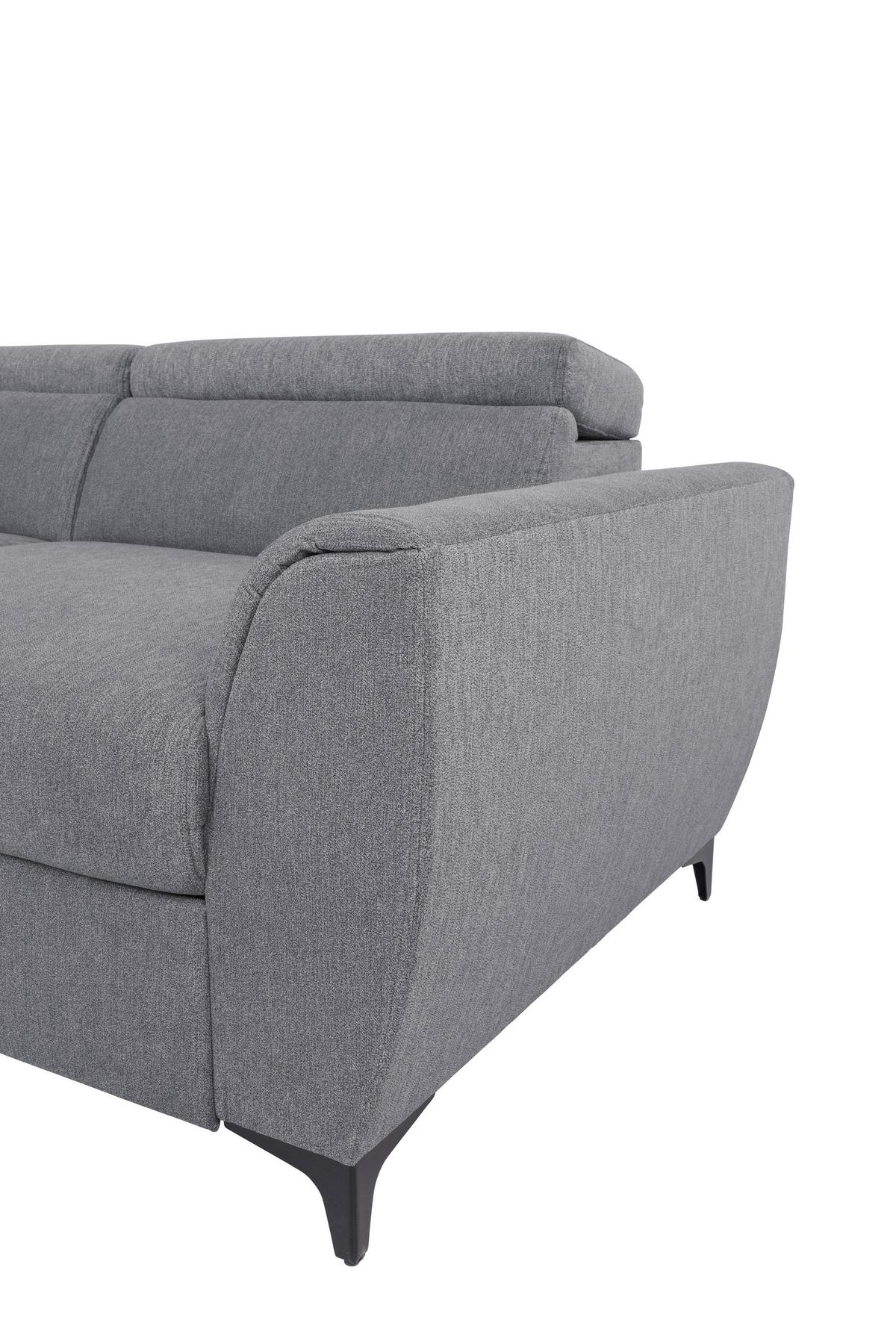Ecksofa mit Bettkasten Lapis Velours Creme - Dunkelgrau/Schwarz, KONVENTIONELL, Textil (217/255cm) - MID.YOU