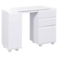 Multifunktionstisch Mit Stauraum Mit Rollen Laptop Office, Weiß - Weiß, KONVENTIONELL, Holzwerkstoff (66/37/72cm) - MID.YOU