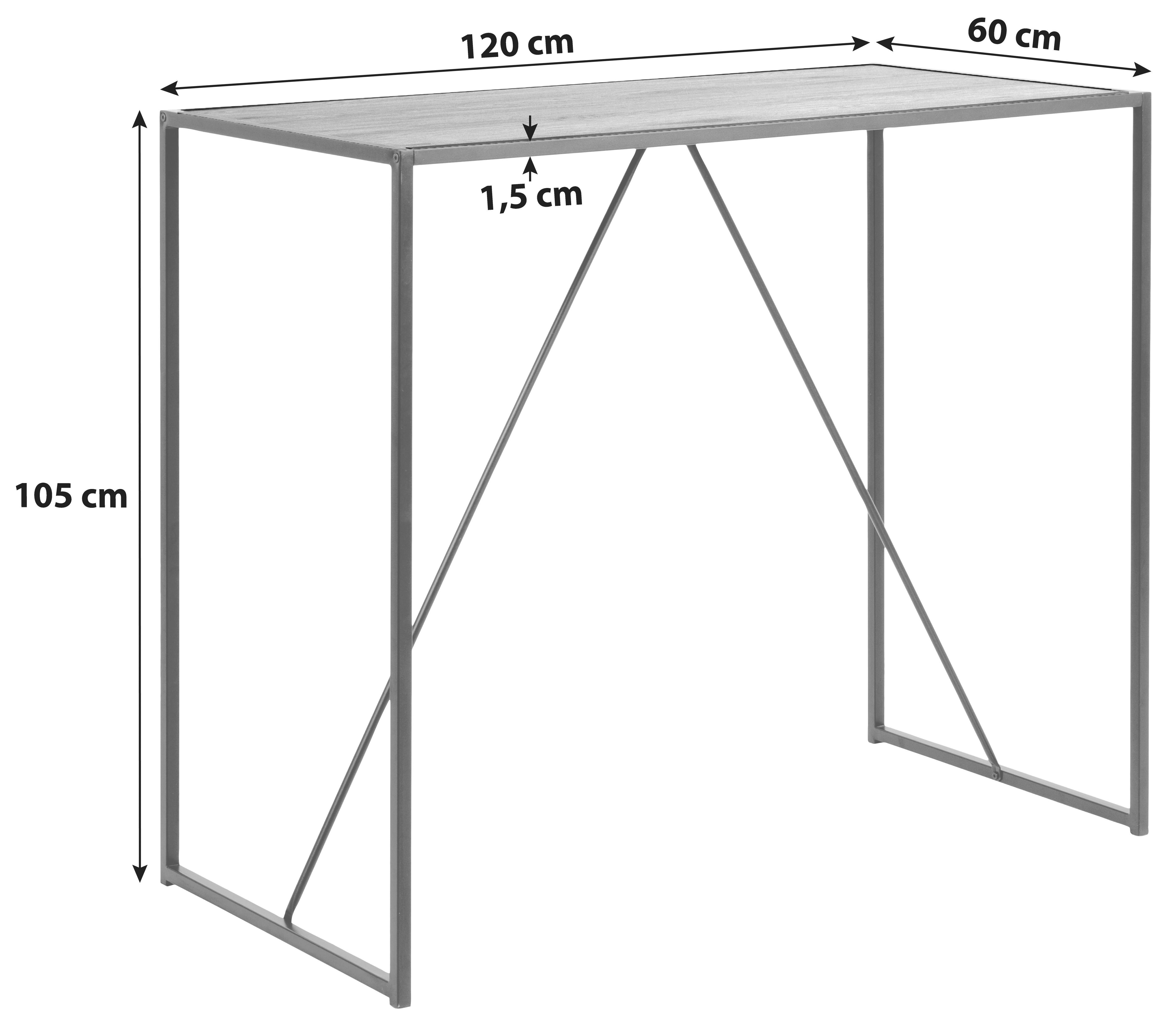 Bartisch Seaford 120x60x105 Cm Eiche Dekor/schwarz - Eichefarben/Schwarz, Basics, Holzwerkstoff/Metall (120/60/105cm) - MID.YOU