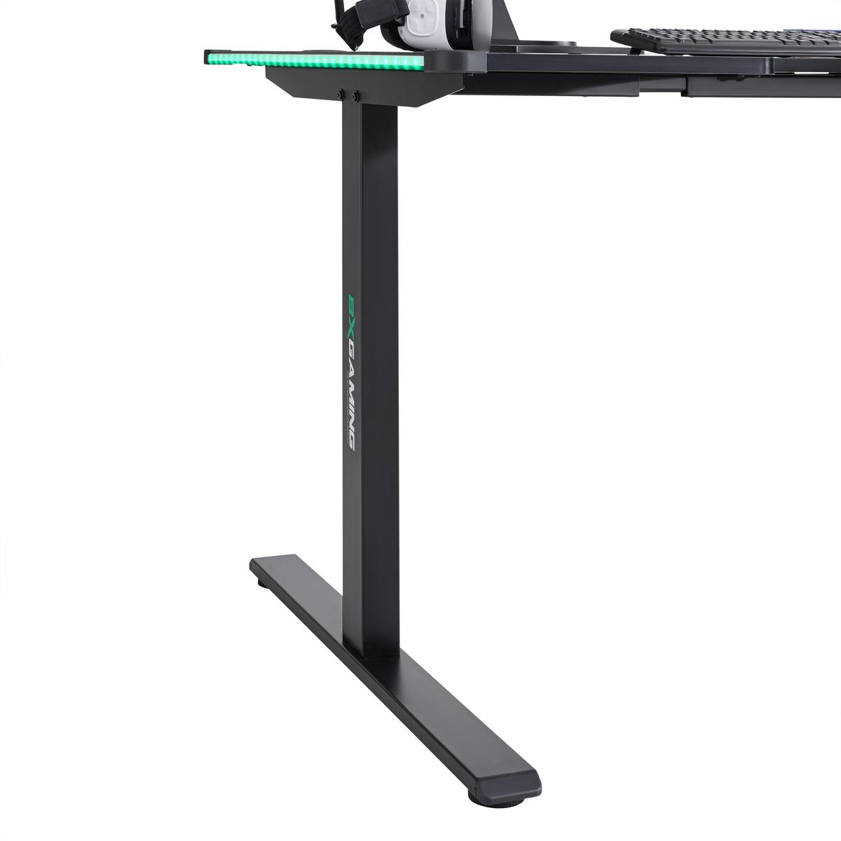 Herný stôl ZOCKER II - čierna, Modern, kov/kompozitné drevo (140/75/60-100cm) - Mömax