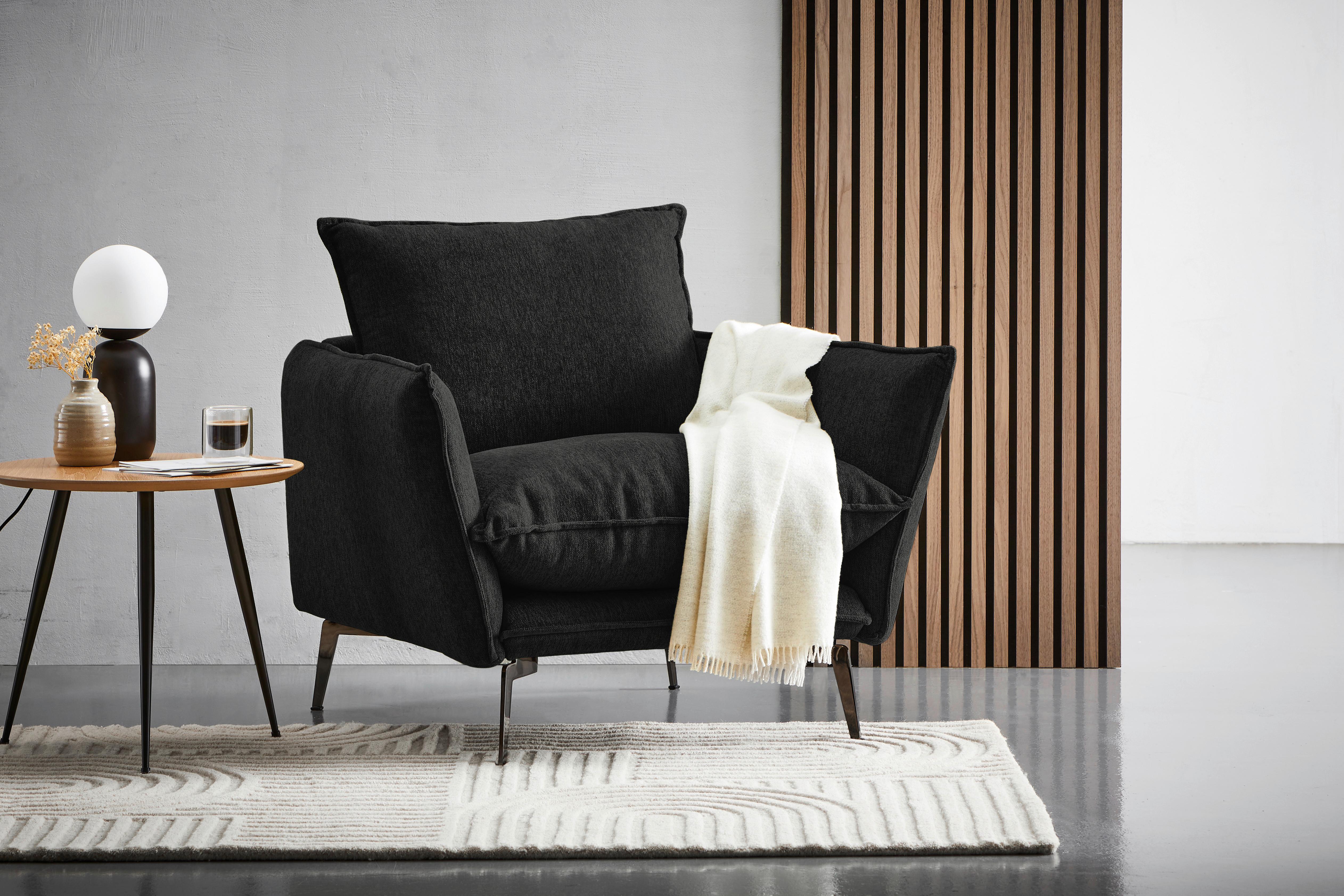 Sessel Skye Schwarz B: 96 Cm - Schwarz, Design, Textil (96/84/100cm) - Livetastic