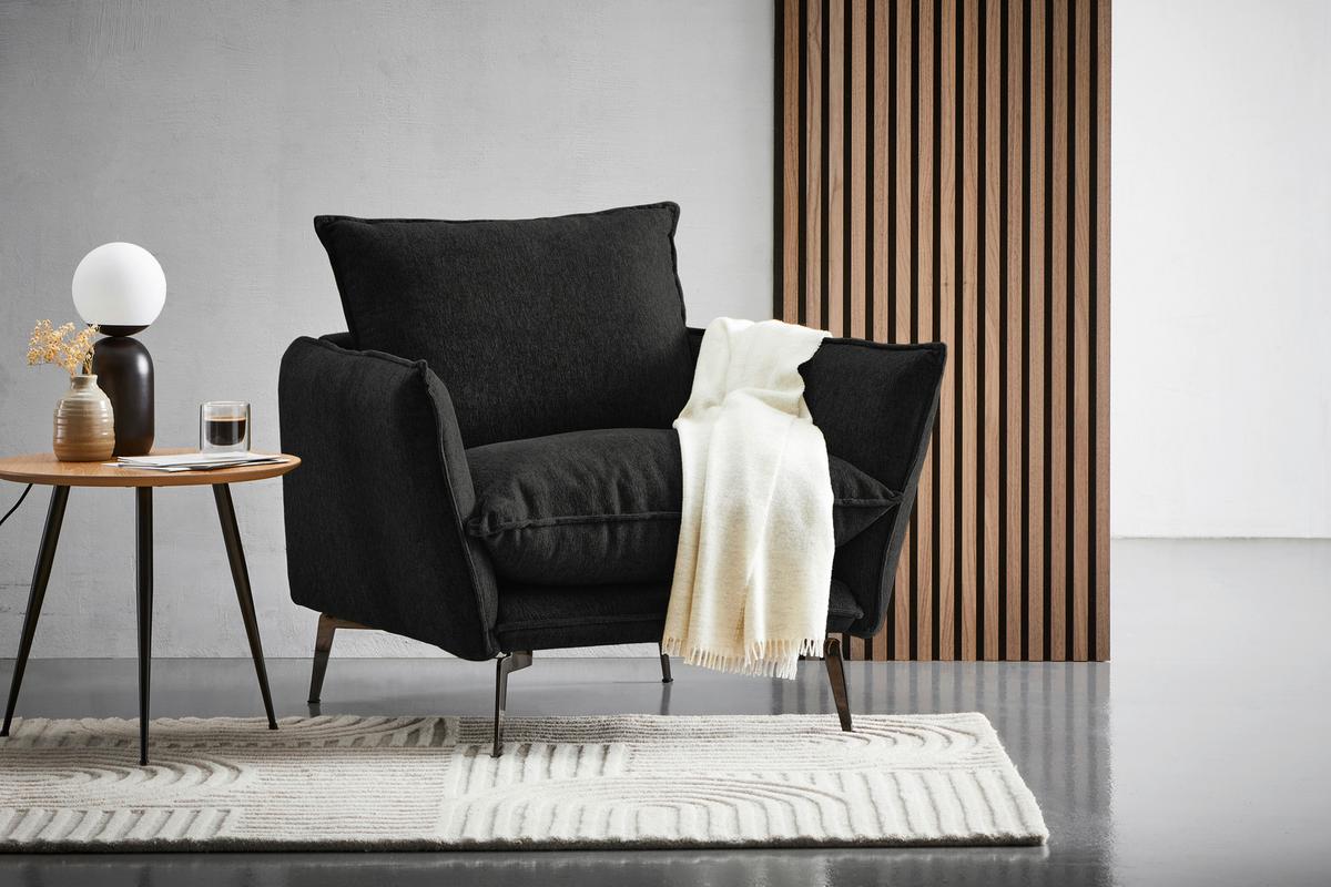 Sessel Skye Schwarz B: 96 Cm - Schwarz, Design, Textil (96/84/100cm) - Livetastic