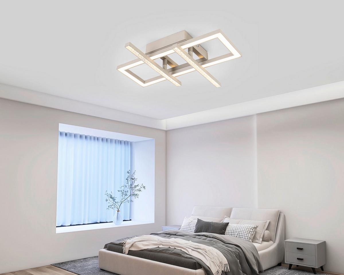 LED-Deckenleuchte Lusa - Sandfarben/Chromfarben, MODERN, Kunststoff/Metall (34/32/6,7cm) - Luca Bessoni