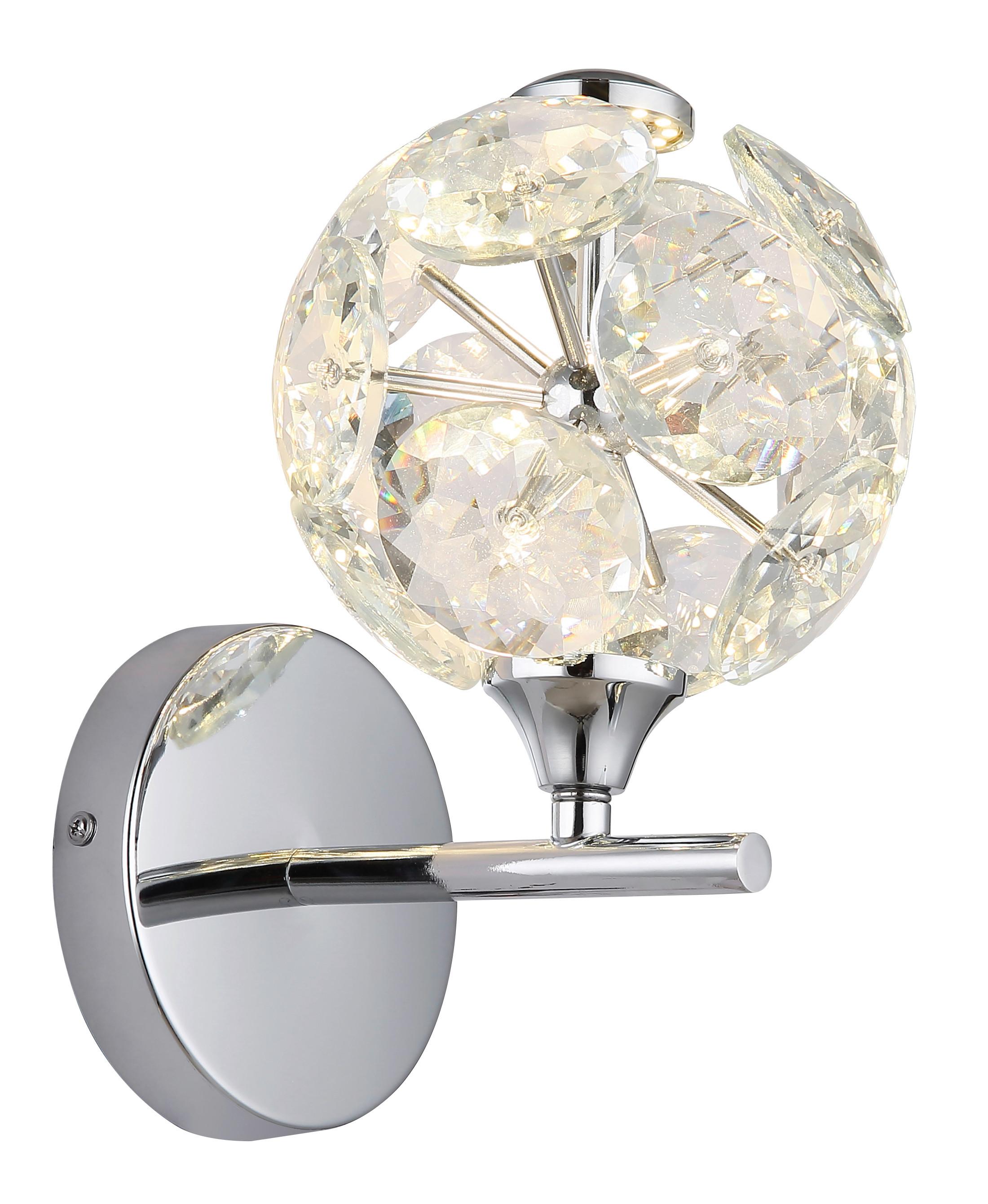 Led-wandleuchte Virina Klar Chromfarben D: 15 Cm - Klar/Chromfarben, KONVENTIONELL, Glas/Metall (15/24cm) - Globo