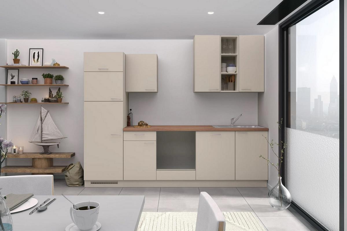 Küchenzeile Magn. mit Geräten B: 280 cm - Eichefarben/Magnolie, Trend, Holzwerkstoff (280cm) - Express