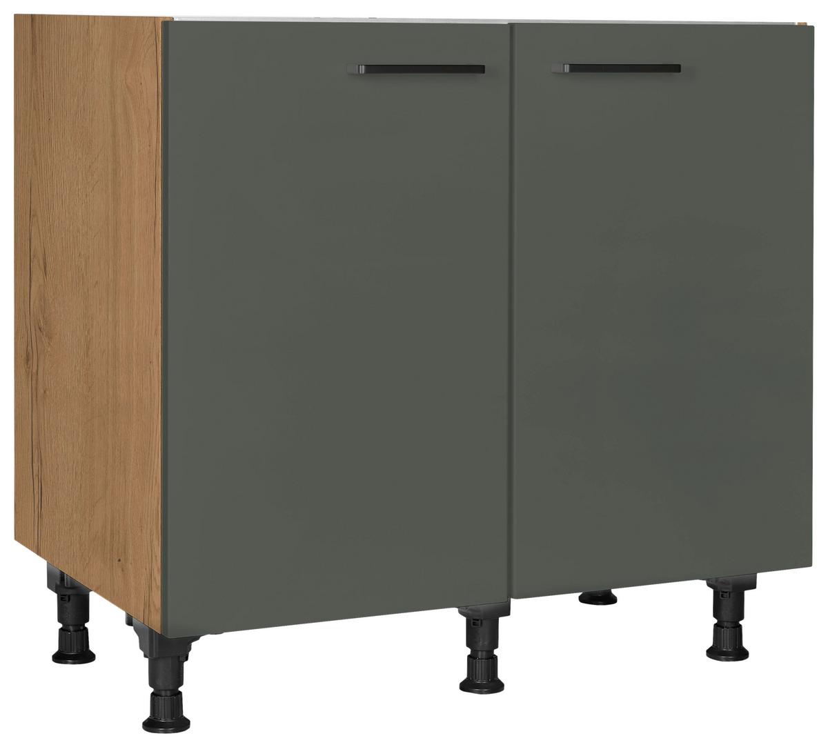 Spülenunterschrank Easytouch - Eichefarben/Grün, MODERN, Holzwerkstoff (90/87/56cm) - Nobilia