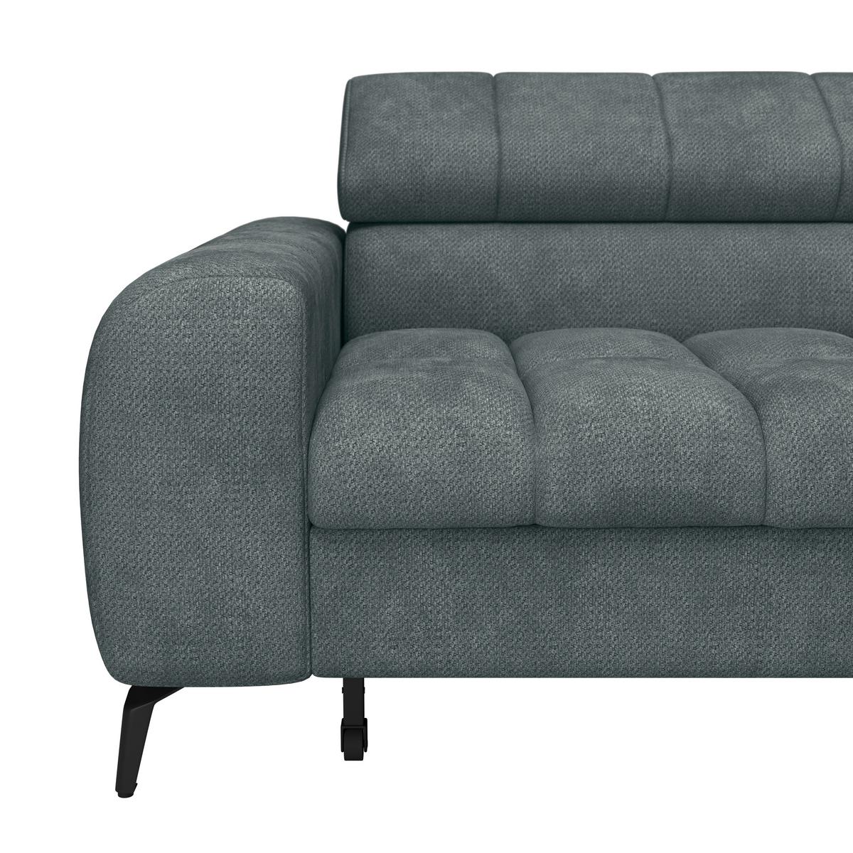 Ecksofa Volf Rechts New Grau, S: 261x203 cm - Schwarz/Grau, Trend, Kunststoff/Textil (261/203cm)