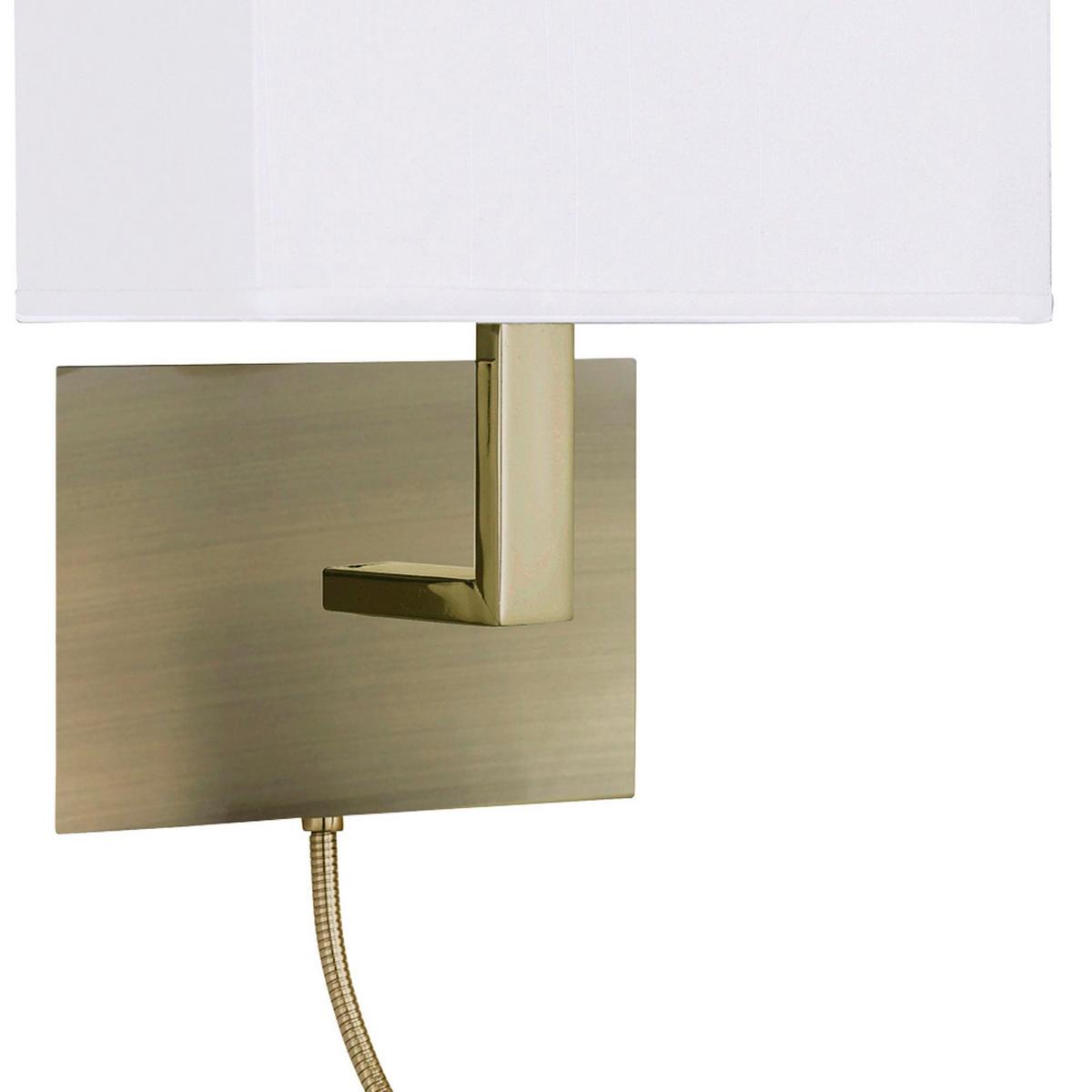 LED-Wandleuchte Hotel 2-Flammig mit Lesearm - Messingfarben/Weiß, KONVENTIONELL, Kunststoff/Textil (20/26/26cm)