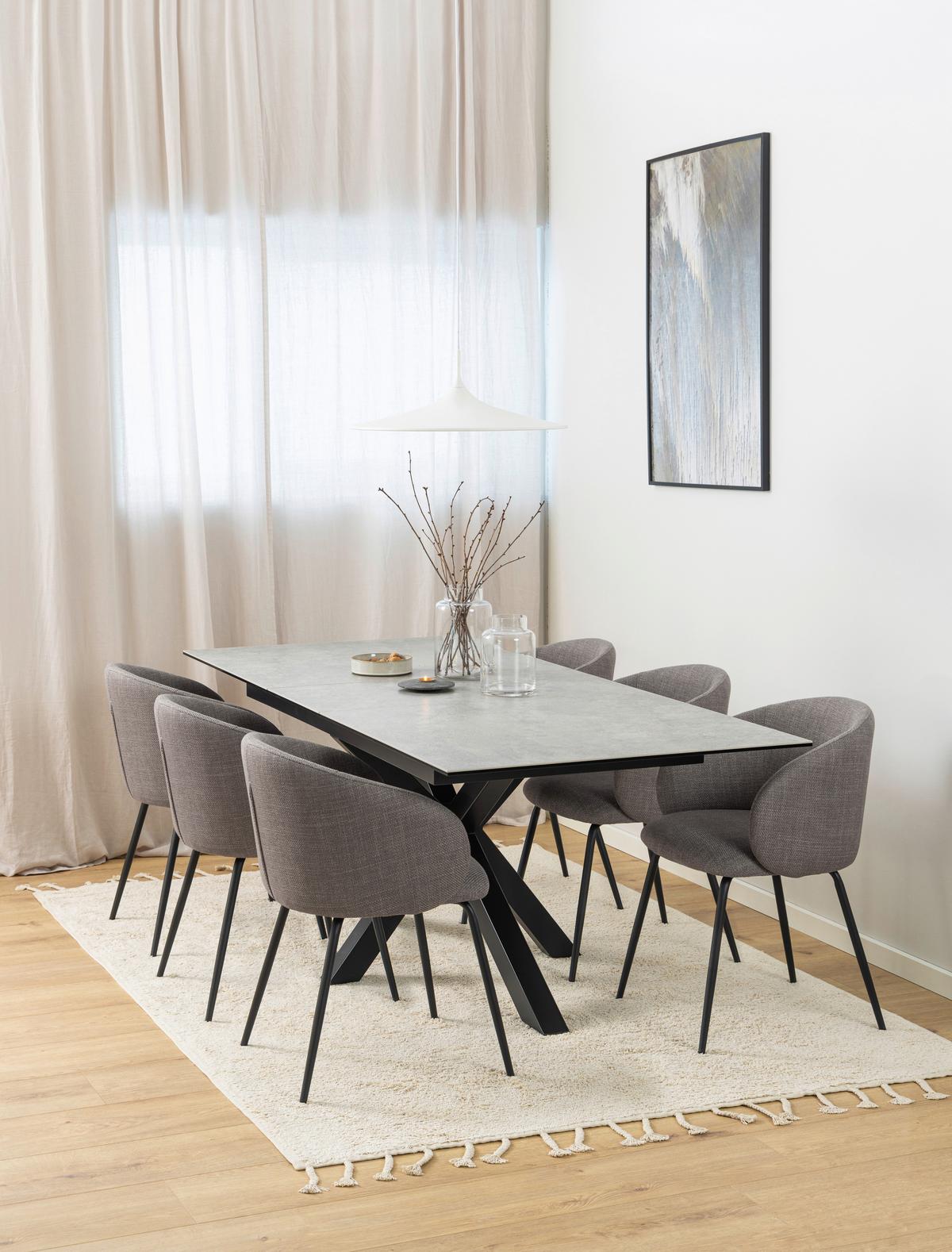 Esstisch Ausziehbar Heaven 168-210x90x76cm Schwarz/grau - Schwarz/Grau, Trend, Keramik/Metall (168-210/90/76cm) - MID.YOU