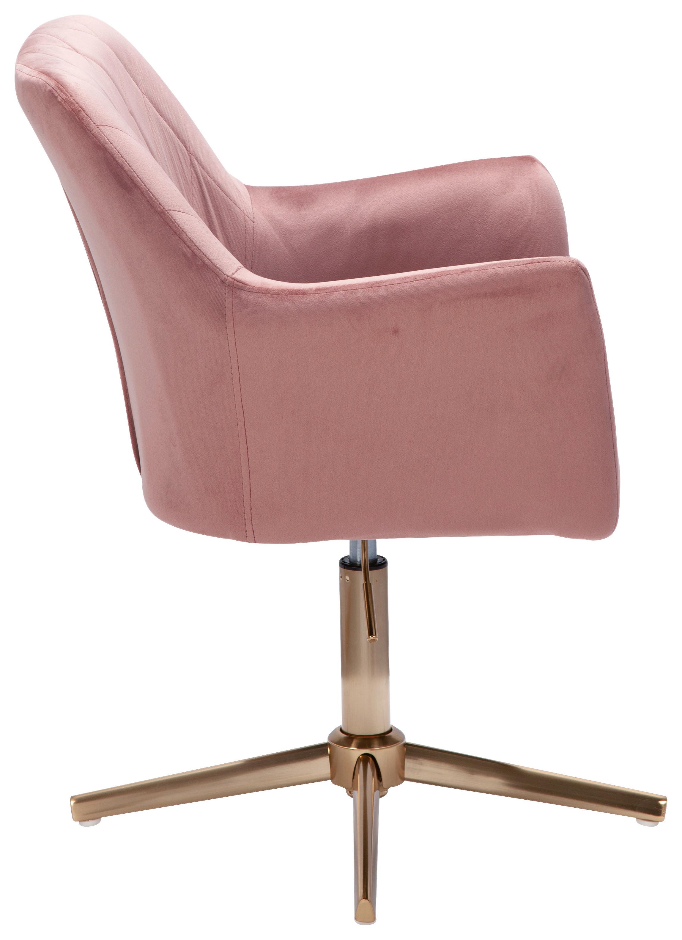 MID.YOU Armlehnstuhl Samt Rosa/Gold Gepolstert