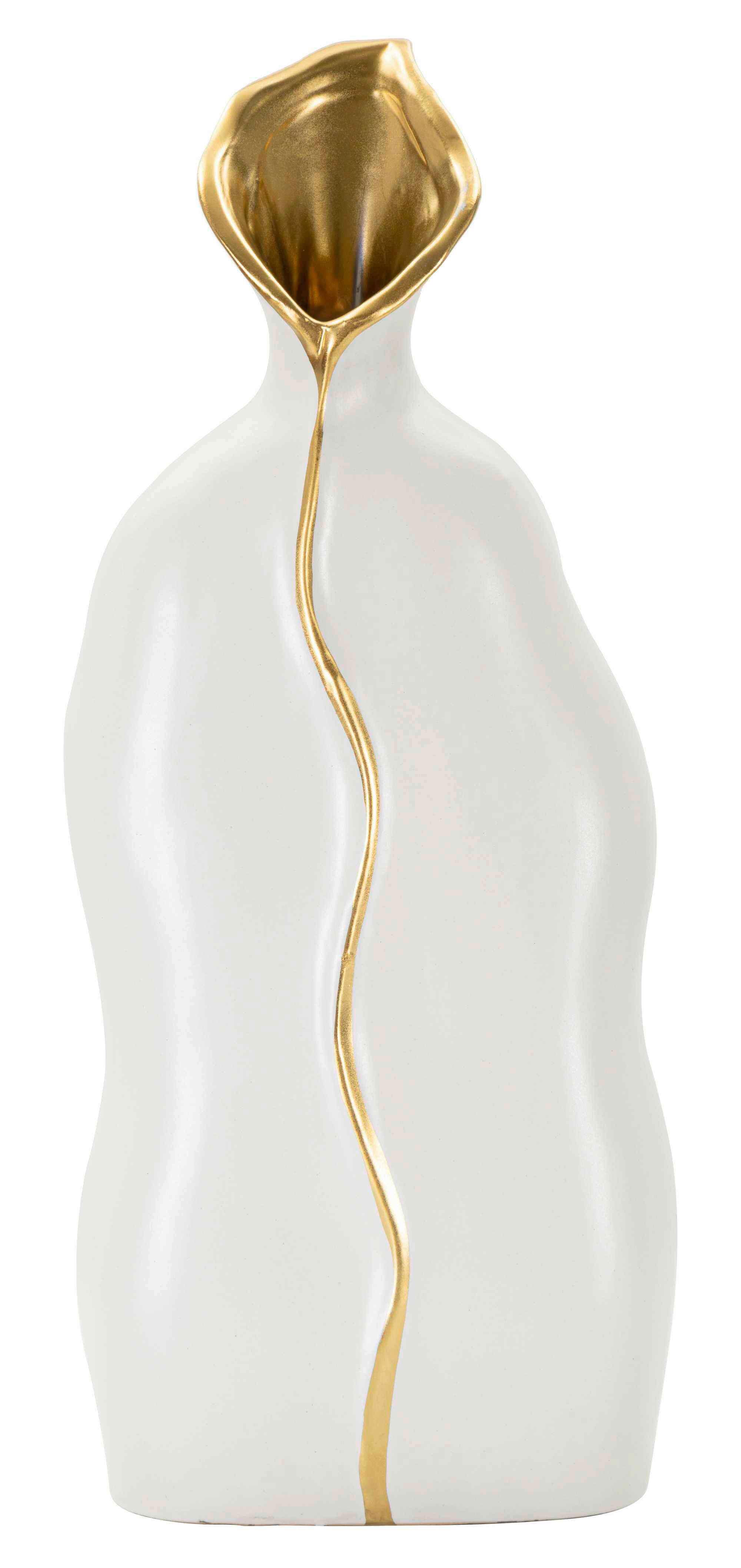 Vase Uma Weiß/goldfarben B: 16 Cm