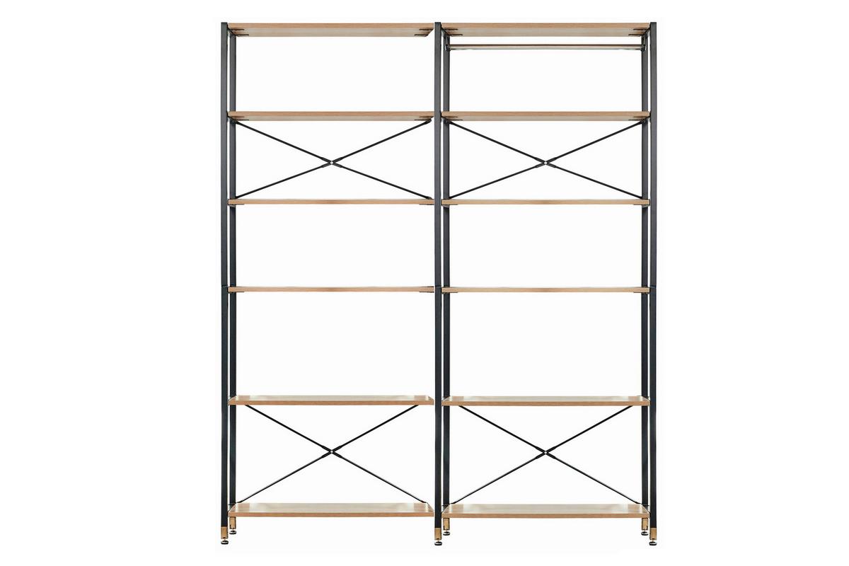 Regal Naturfarben/schwarz B: 167,5cm - Schwarz/Naturfarben, Design, Holzwerkstoff/Metall (167,5/210/30cm) - Livetastic