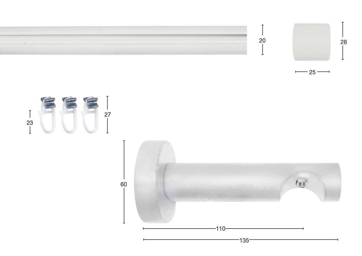 Vorhangstange Weiß L: 470 cm - Weiß, KONVENTIONELL, Metall (470cm)