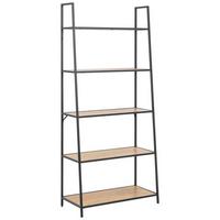 Regál kovovej konštrukcie Seaford Š: 77cm - čierna/farba duba, Modern, kov/kompozitné drevo (77/174,5/36cm)