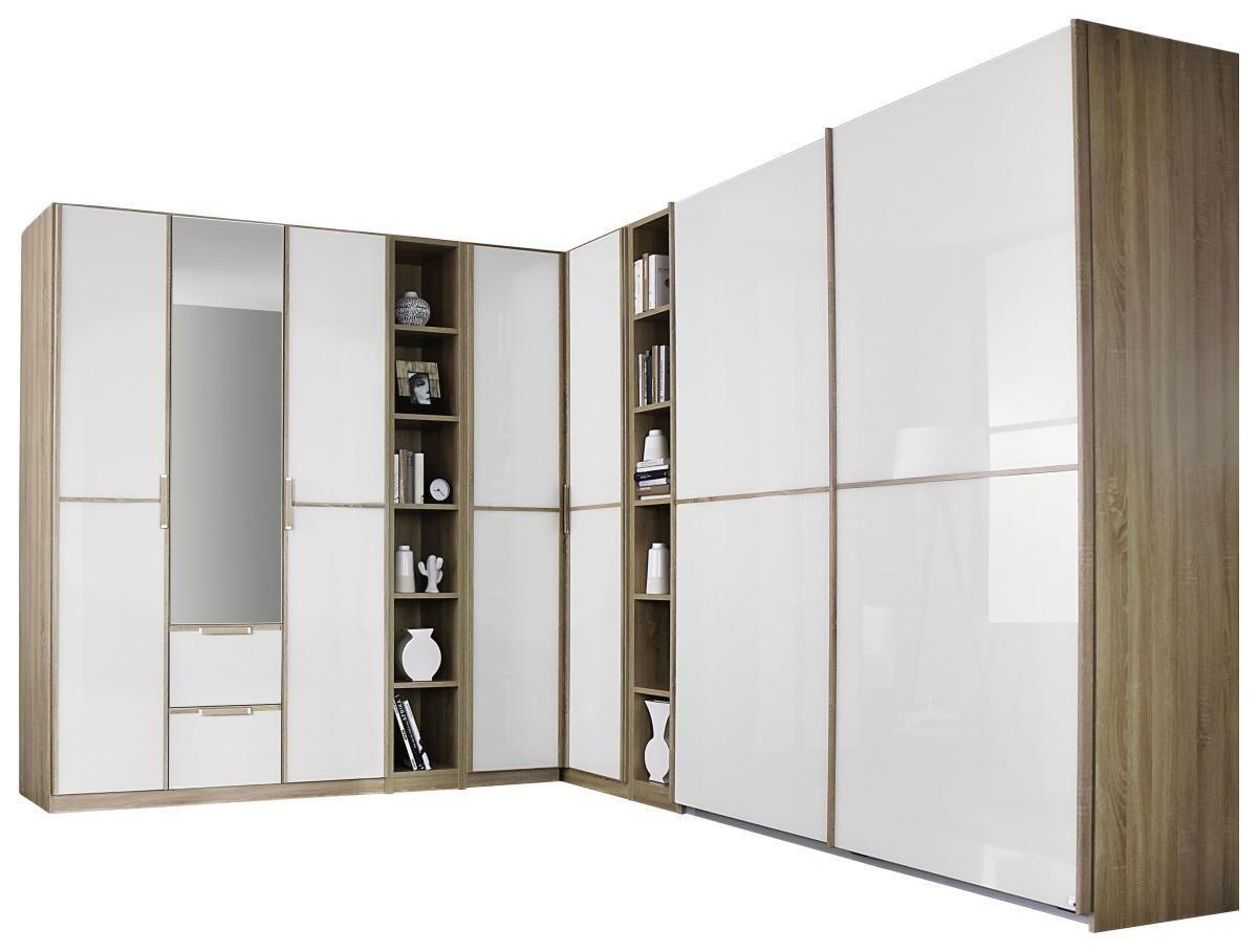 Eckschrank Mit Spiegel 271x363cm Essensa, Eiche/Weiß - Eichefarben/Weiß, Design, Holzwerkstoff (271/363cm) - Rauch Möbel