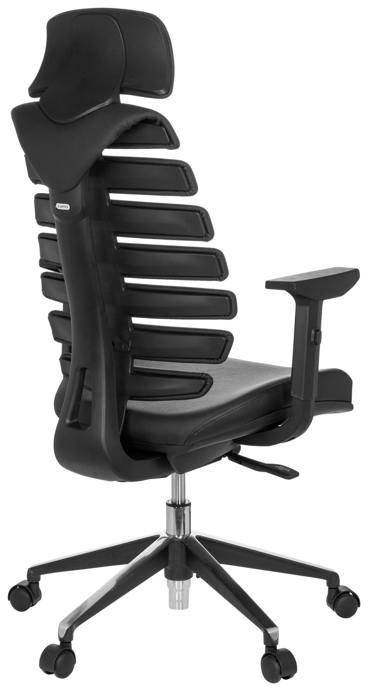 Drehstuhl Ergo Line Ii Pro Schwarz - Alufarben/Schwarz, MODERN, Leder/Kunststoff (65/131/53cm) - MID.YOU