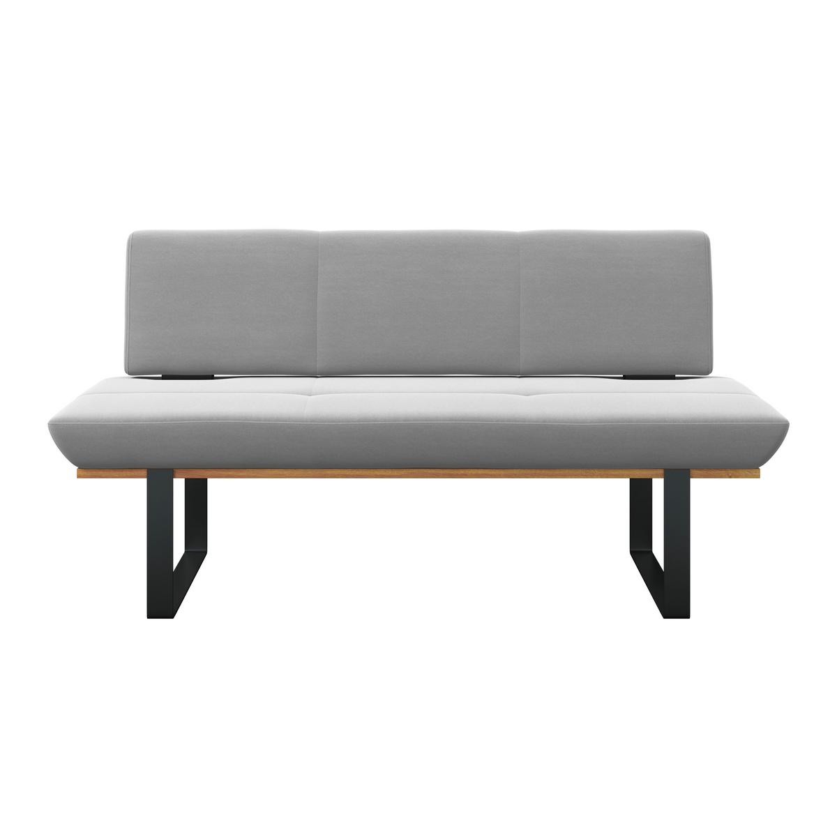Sitzbank Tristan Webstoff hellgrau, B: 170cm - Hellgrau/Schwarz, MODERN, Holz/Textil (170/48/90cm) - James Wood
