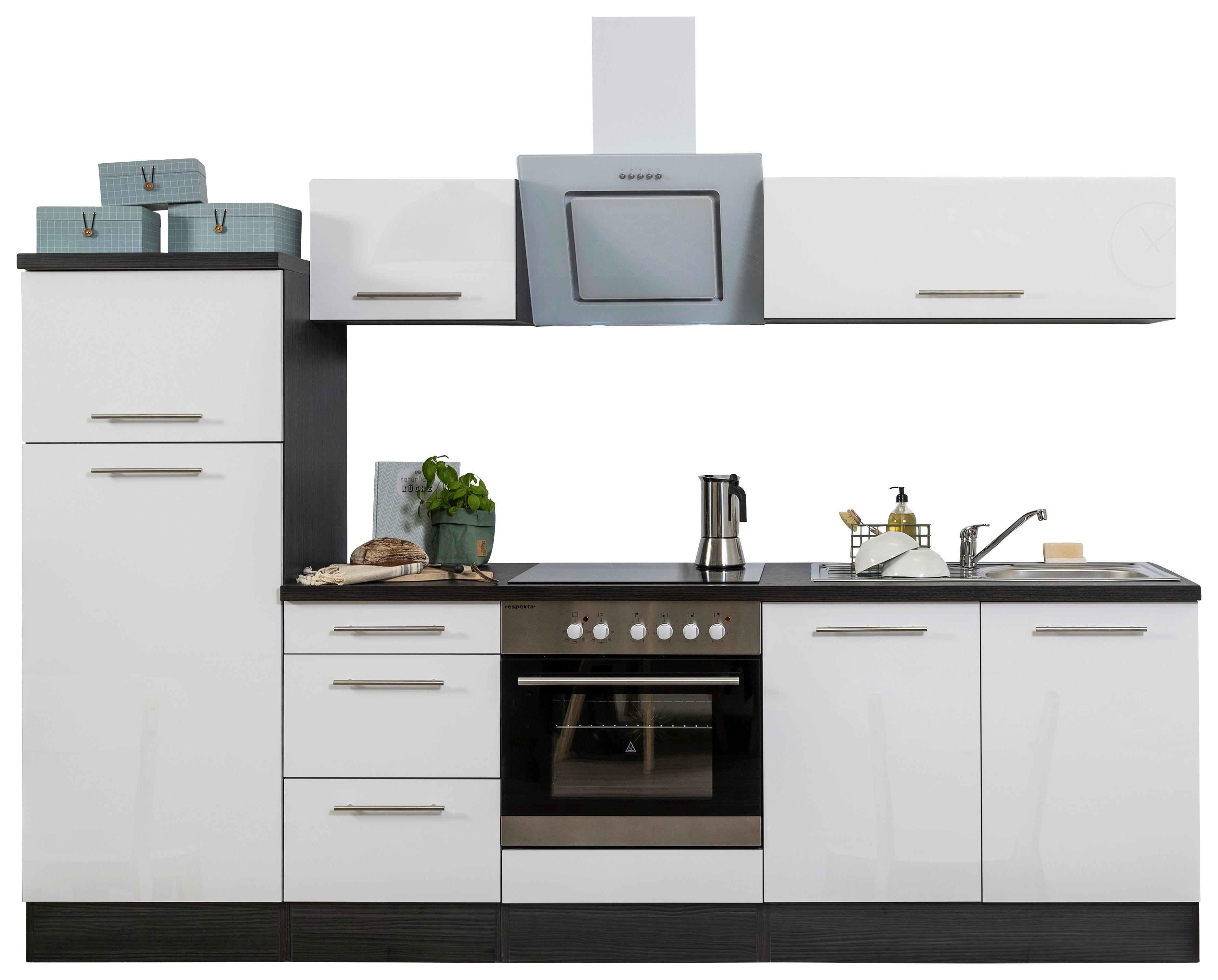 Küchenzeile Mit Geräten 270 Cm Weiß/grau - Weiß/Grau, KONVENTIONELL, Holzwerkstoff (270cm) - Respekta