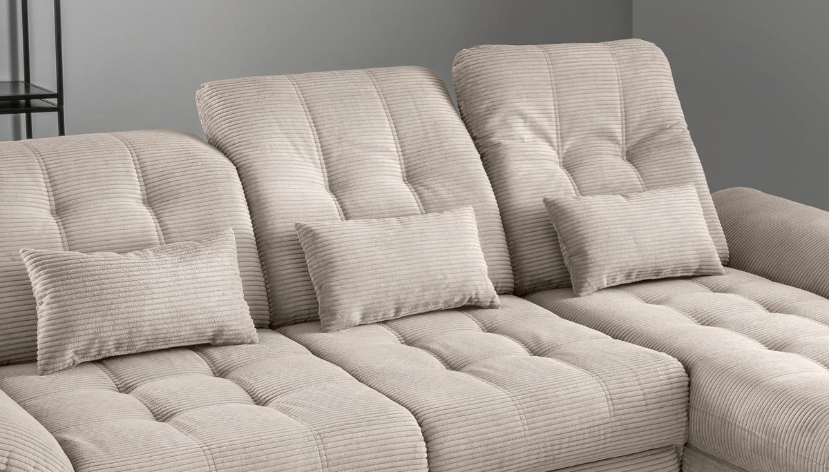 Eckschlafsofa Delphino, Beige S: 273x189 cm - Beige/Schwarz, MODERN, Textil (273/189cm) - Livetastic