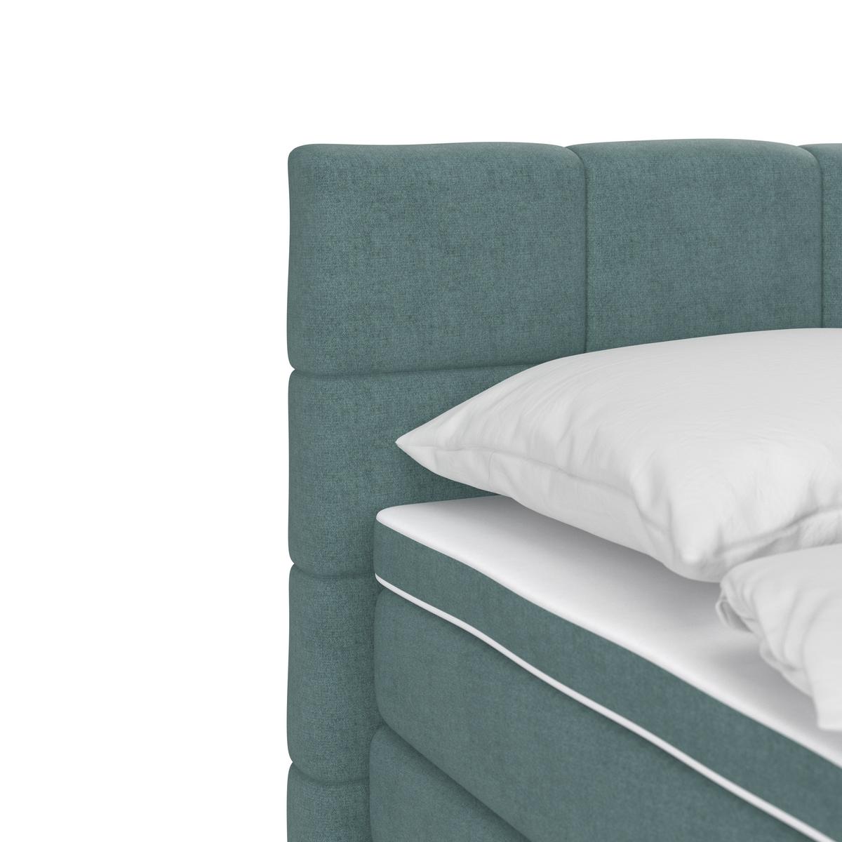 Boxspringbett mit Topper 160x200 April - Jadegrün/Schwarz, MODERN, Textil (160/200cm)