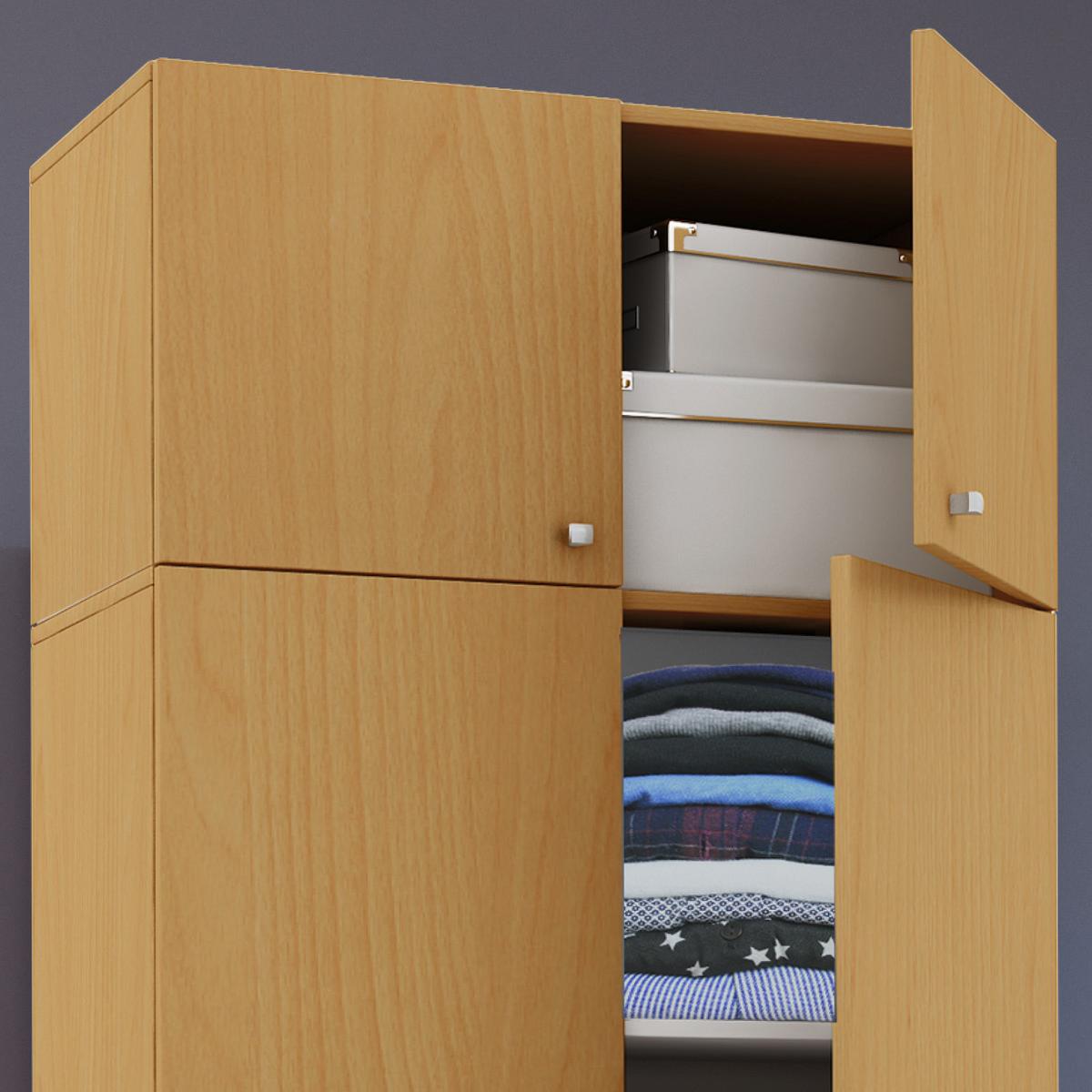Víceúčelová skříň VANDOL nástavba se zásuvkou - barvy stříbra/barvy buku, Moderní, kompozitní dřevo/plast (70/238/39cm) - MID.YOU
