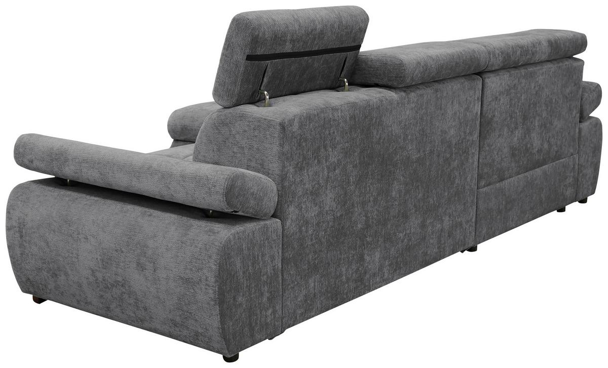 Rohová sedačka VEGAS, ľavá, tmavosivá ženilka - čierna/tmavosivá, Design, drevo/textil (173/294cm)