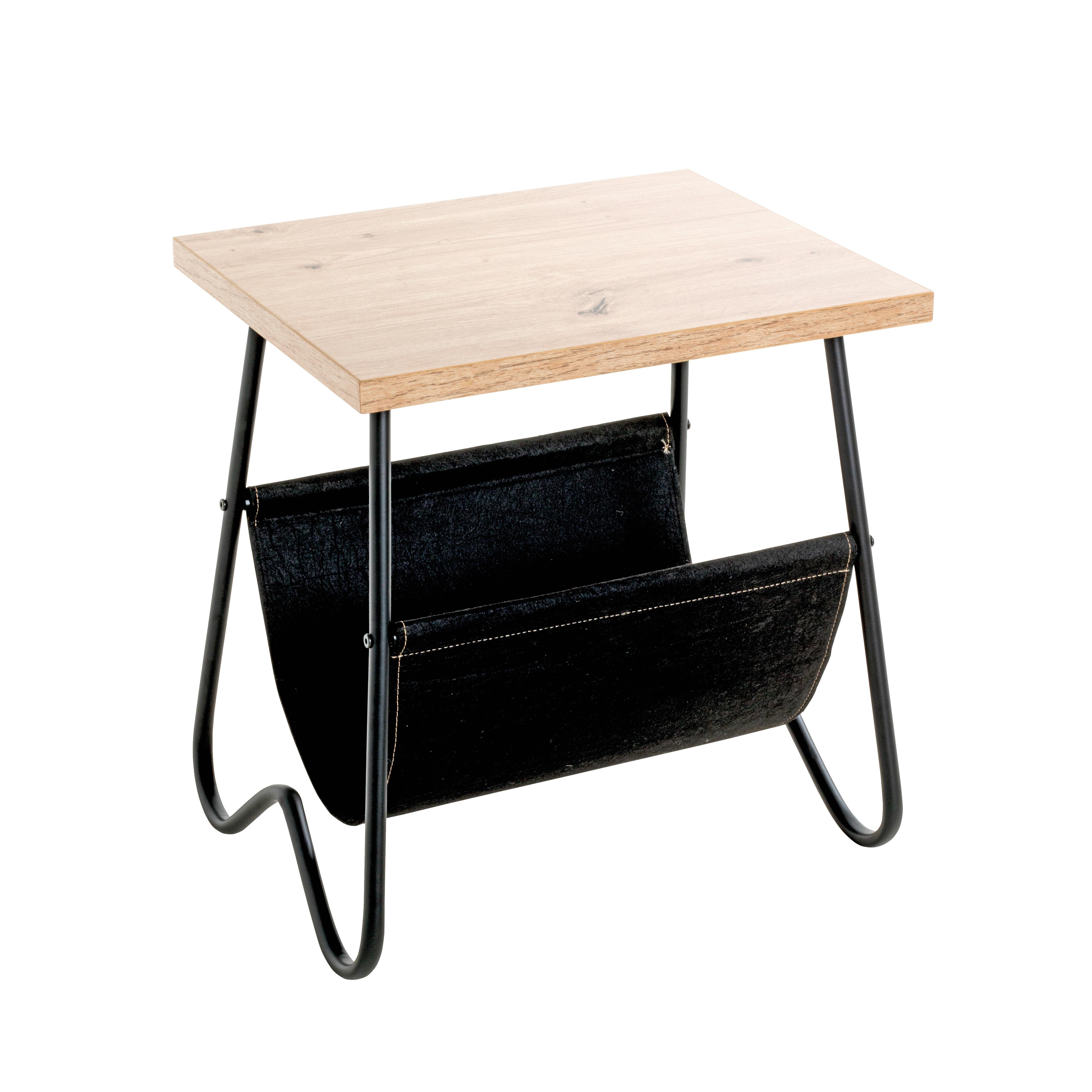 ODKLÁDACÍ STOLEK CAPRI - černá/barvy dubu, Trend, kov/kompozitní dřevo (48/40/51cm)