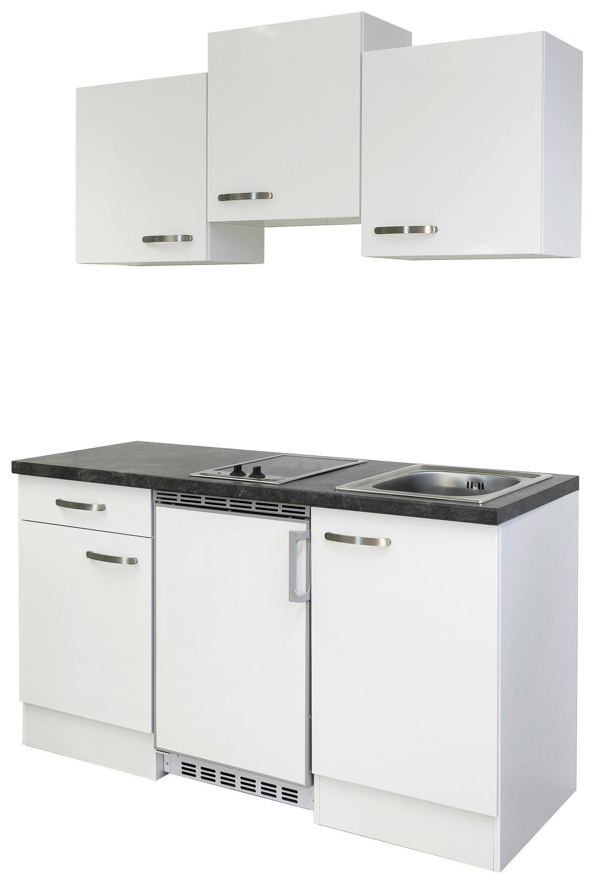 Konyhablokk Alba Gépekkel - fehér/magasfényű fehér, Modern, faalapú anyag (150,5cm)