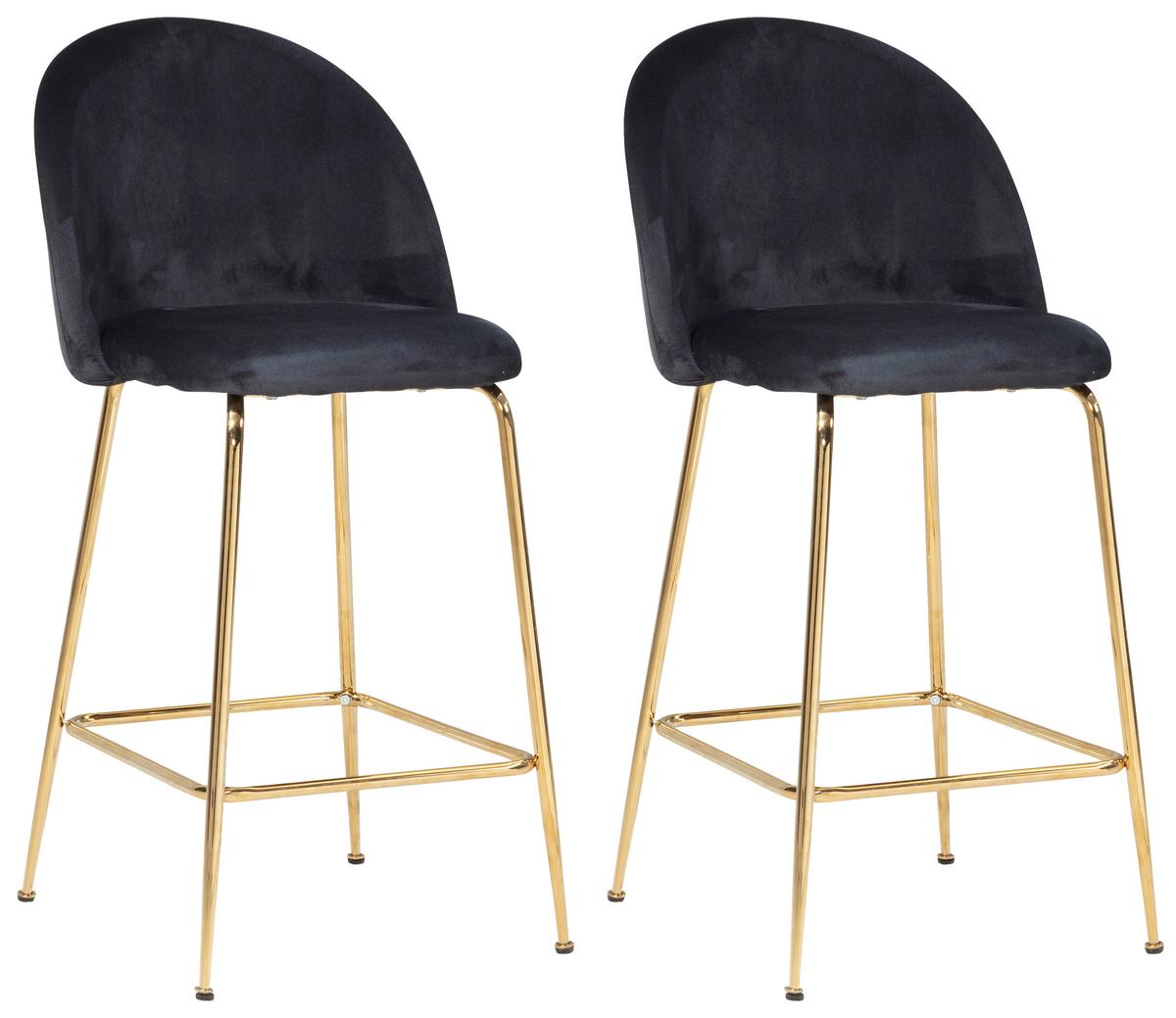 Barhocker-set Schwarz B: 50 Cm - Goldfarben/Schwarz, Design, Textil/Metall (50/102/50cm) - MID.YOU