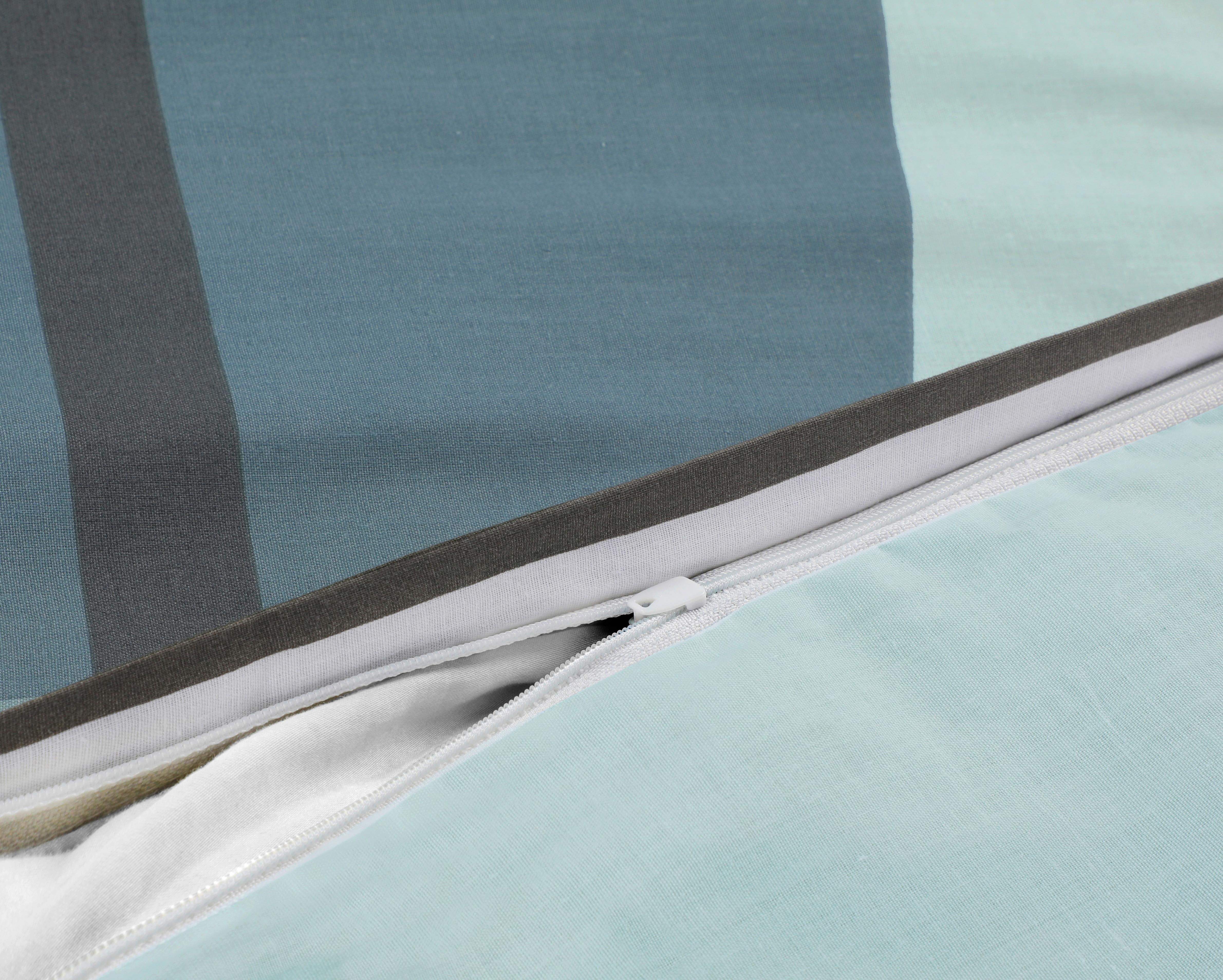 Bettwäsche 140x200 cm Tabea Renforce, Blau - Pastellblau/Weiß, MODERN, Textil - Luca Bessoni