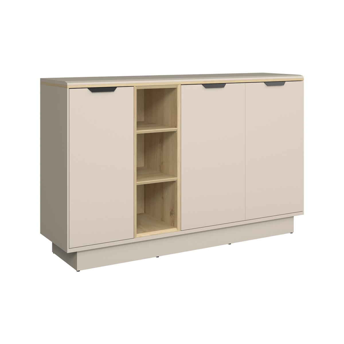 Sideboard Darius Eiche Artisan/Kashmir,B:139cm - Kaschmir/Schwarz, Trend, Holzwerkstoff (138,9/87,4/37cm)