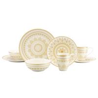 Kombiservice Keramik 2 Personen Geschirr Set - Goldfarben/Weiß, Keramik - Creatable