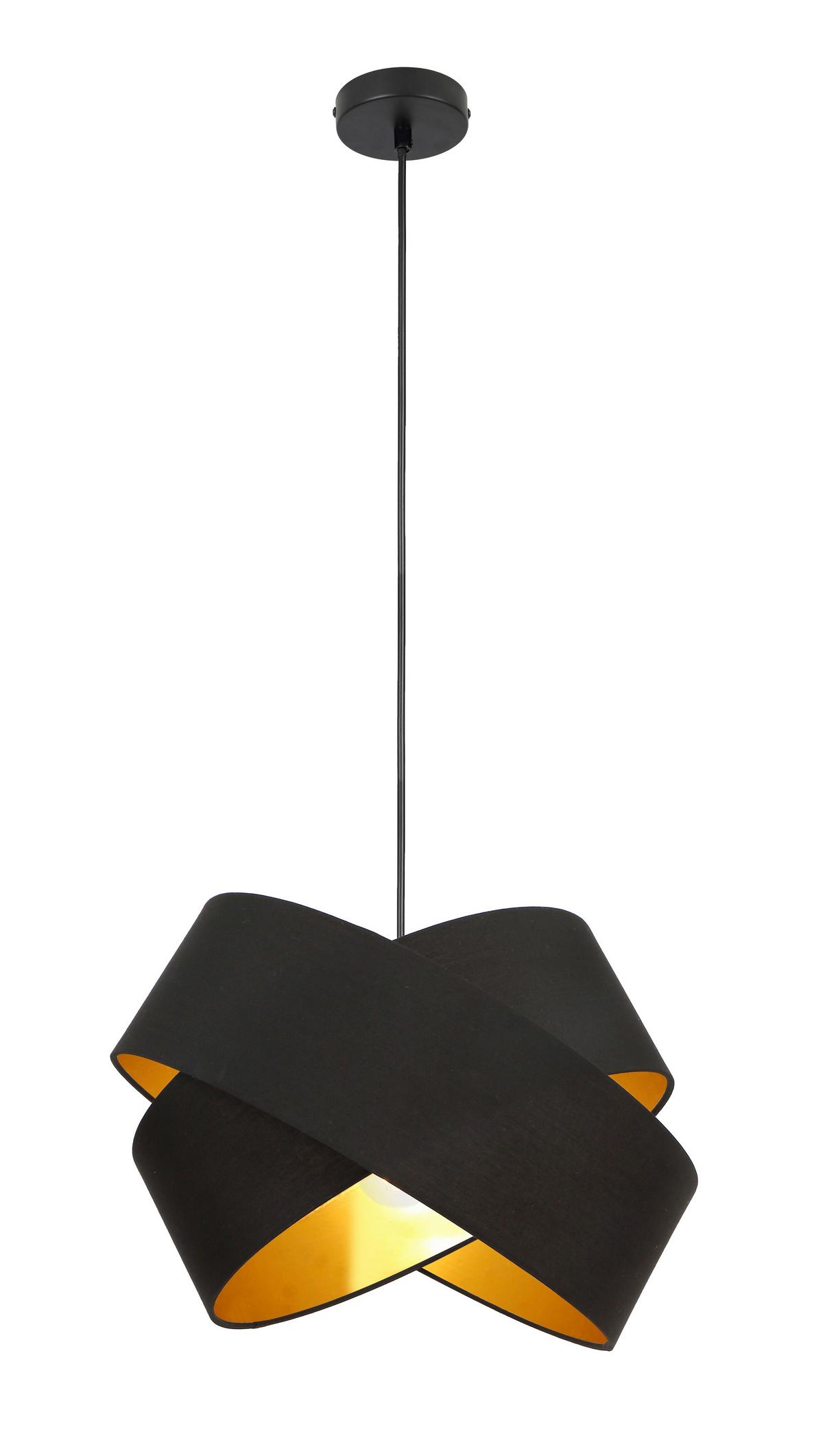 ZÁVĚSNÉ SVÍTIDLO GOLDI - černá/barvy zlata, Moderní, kov/textil (38/120cm) - Modern Living
