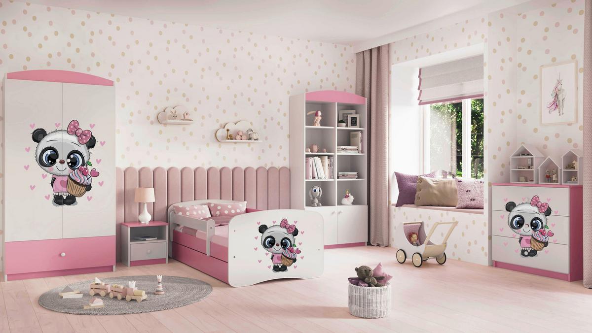 Kinder-/Juniorbett Babydreams Inkl. Matratze 80x160 - Pink/Birkefarben, MODERN, Holz/Holzwerkstoff (80/160cm) - MID.YOU