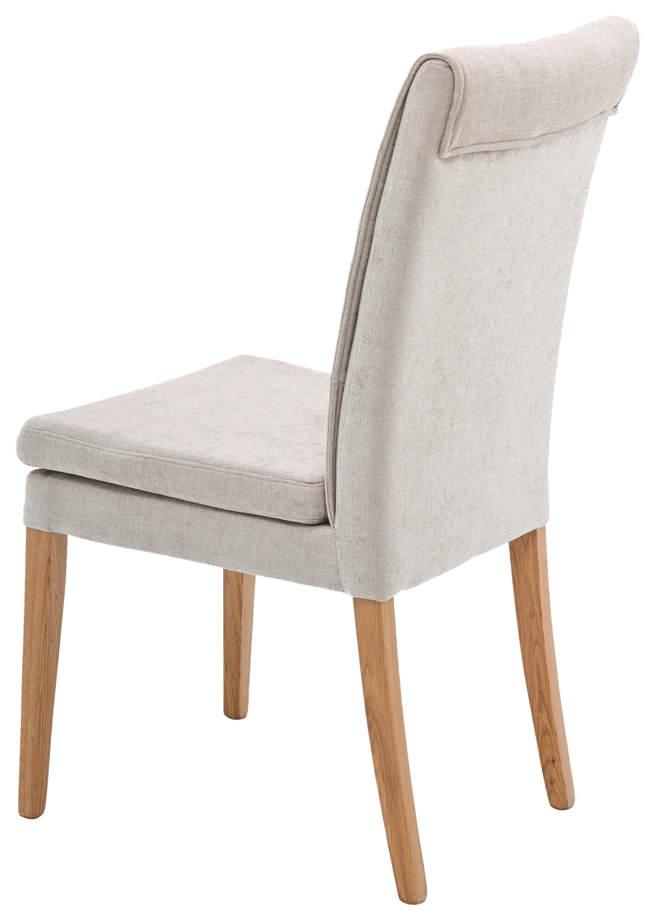 Stuhl Vega 2 Beige Beine Eiche Massiv, B: 61 Cm - Beige/Naturfarben, KONVENTIONELL, Holz/Textil (61/101/65,5cm)