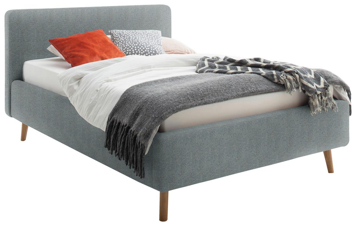 Polsterbett Mattis Herve Türkis 140x200cm - Türkis/Eichefarben, Design, Holz/Textil (140/200cm) - MID.YOU