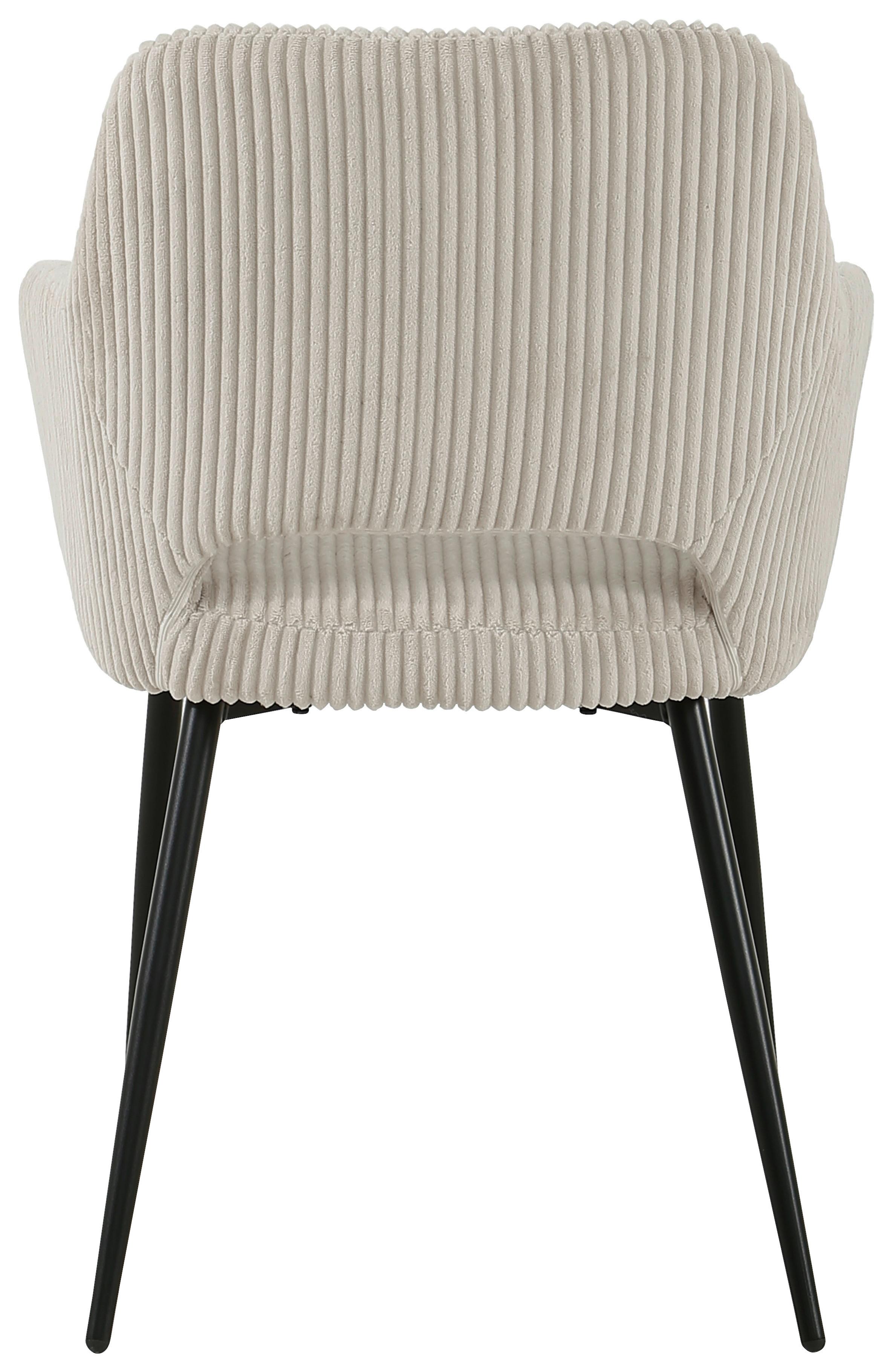 Armlehnstuhl Pina Cord Beige, B: 57 cm - Taupe/Schwarz, KONVENTIONELL, Holz/Textil (57/83.5/63cm) - MID.YOU