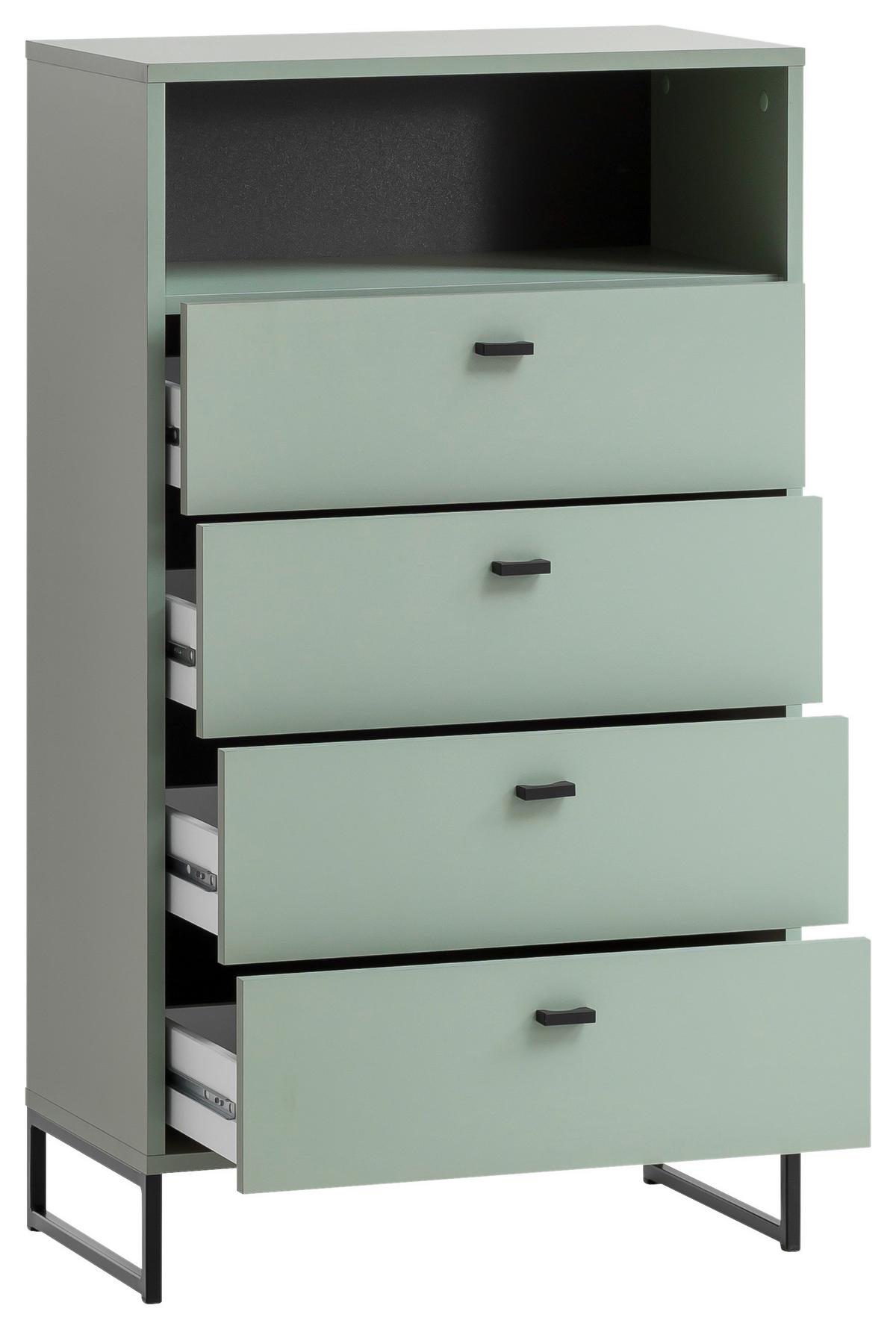 Highboard Janne Highboard 600 4sk Nische - Schwarz/Grün, LIFESTYLE, Holzwerkstoff (60,2/103,9/33,5cm) - MID.YOU