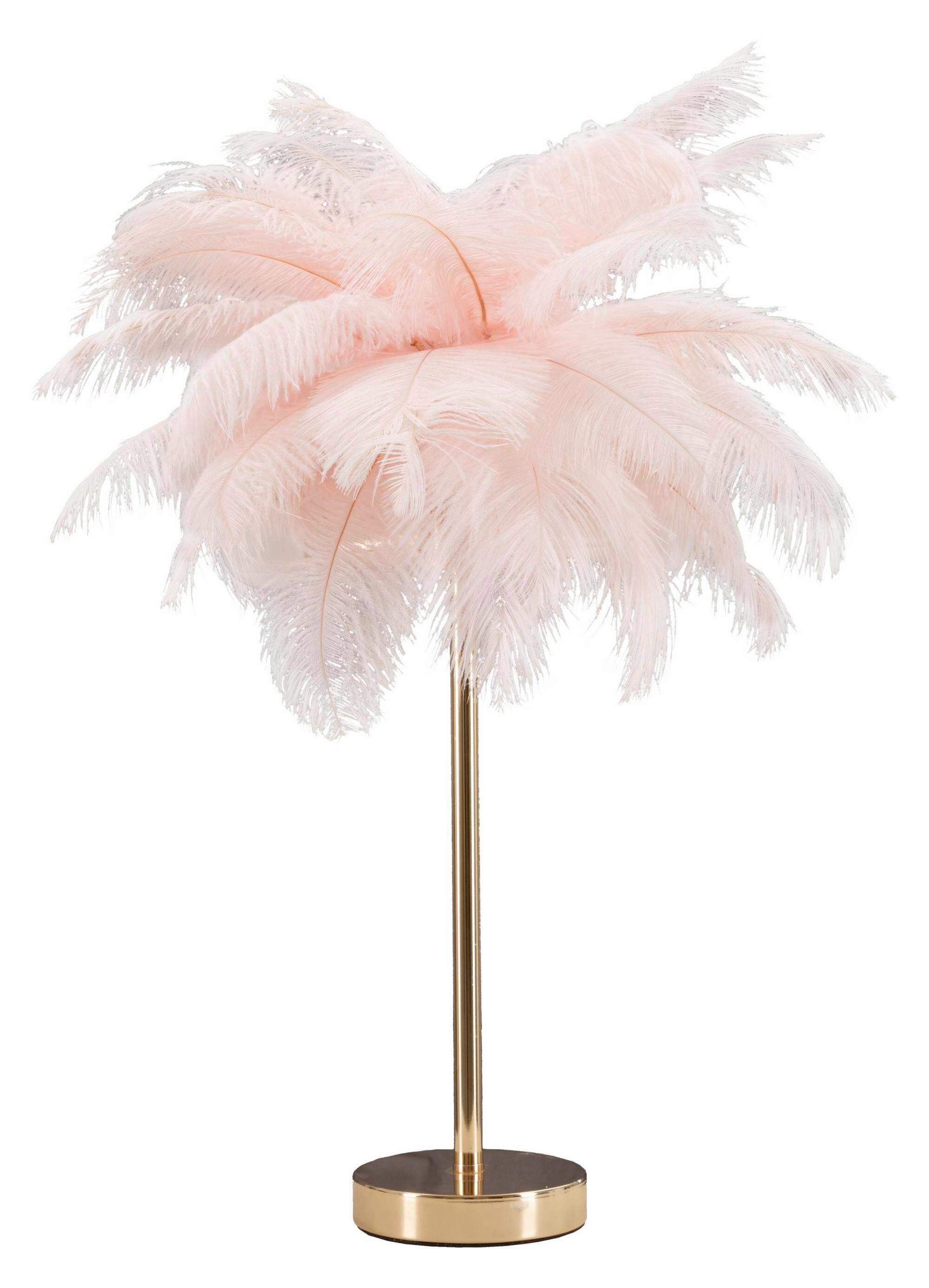 Tischleuchte Palm Pink Pink, Goldfarben B: 40 cm - Pink/Goldfarben, Basics, Kunststoff/Metall (40/55/40cm)