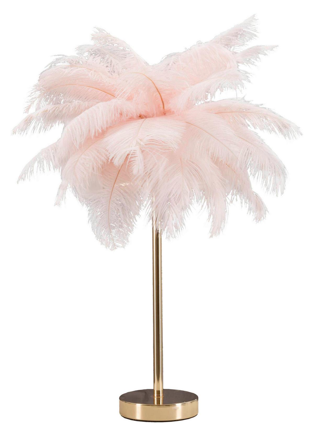 Tischleuchte Palm Pink Pink, Goldfarben B: 40 cm - Pink/Goldfarben, Basics, Kunststoff/Metall (40/55/40cm)