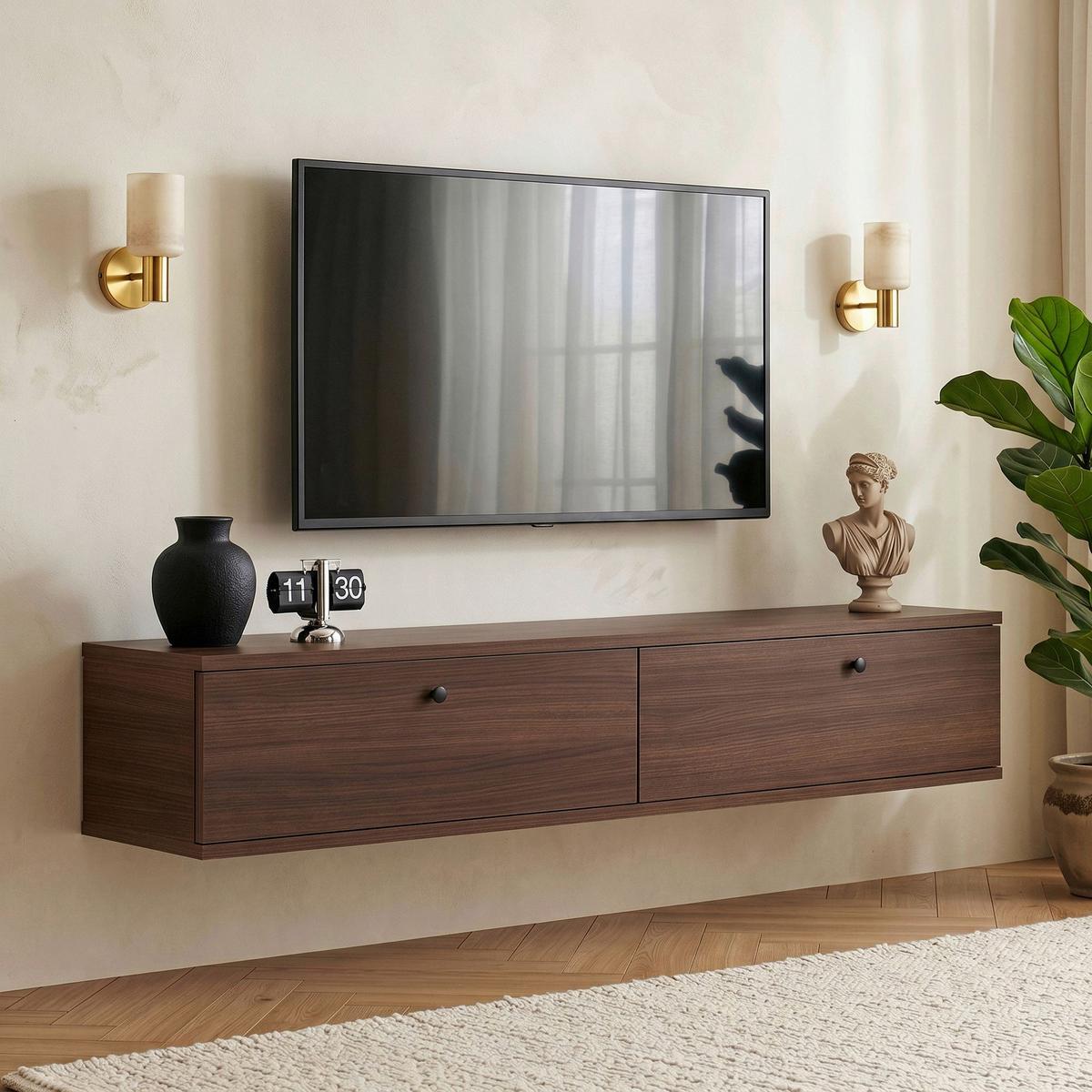 TV-ELEMENT Walnussfarben B: 140cm - Walnussfarben, MODERN, Holzwerkstoff (140/25/25cm)