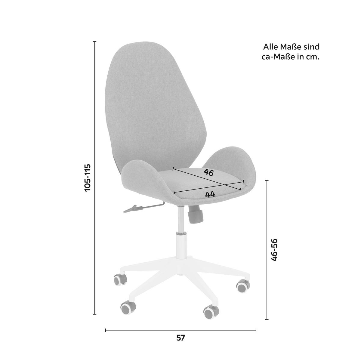 Otočná židle LEILA šedá - bílá/šedá, Moderní, kov/textil (56/105-115/57cm) - Bessagi Home