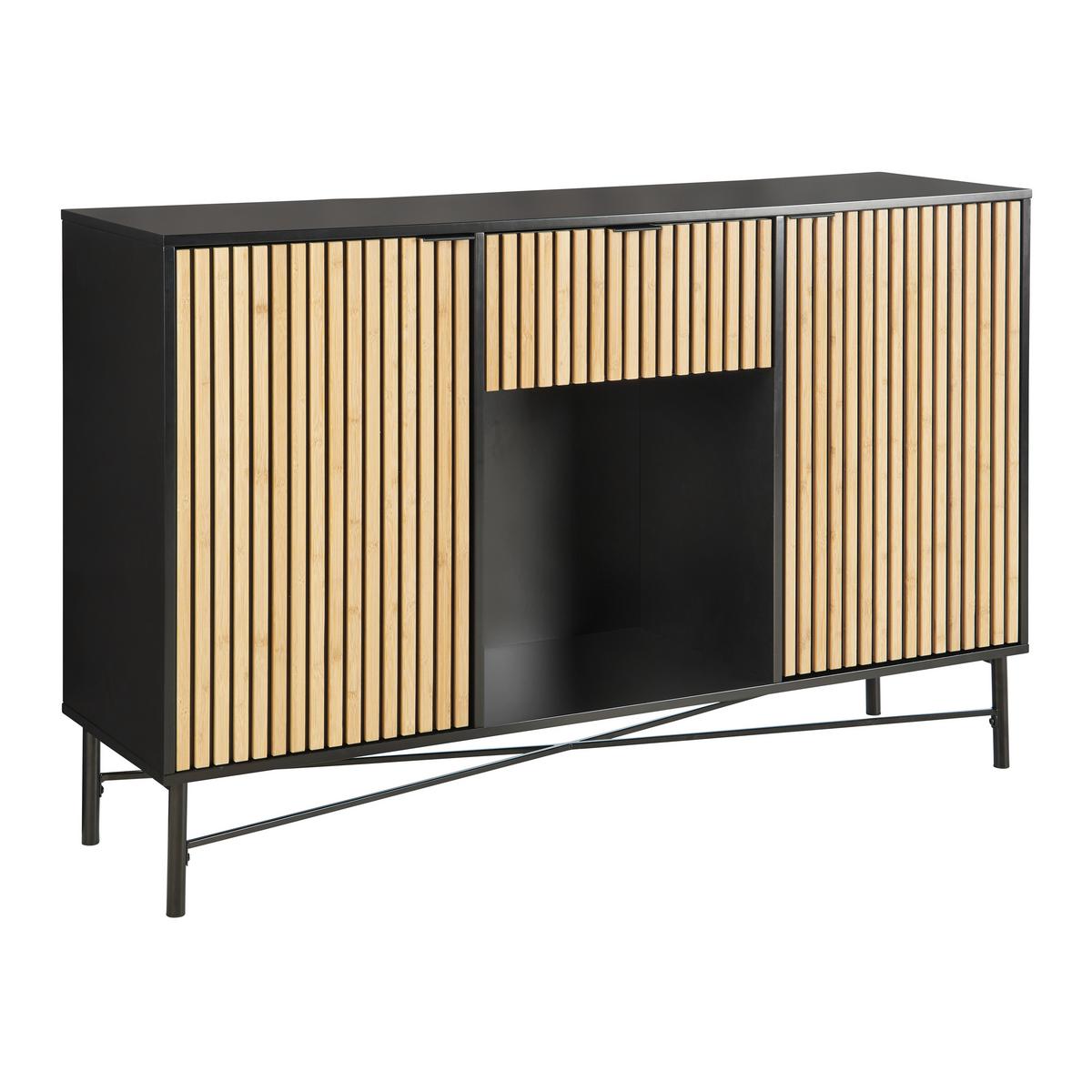 Komoda MADRID - černá/barvy dubu, Moderní, kov/dřevo (143/90/40cm) - Mömax